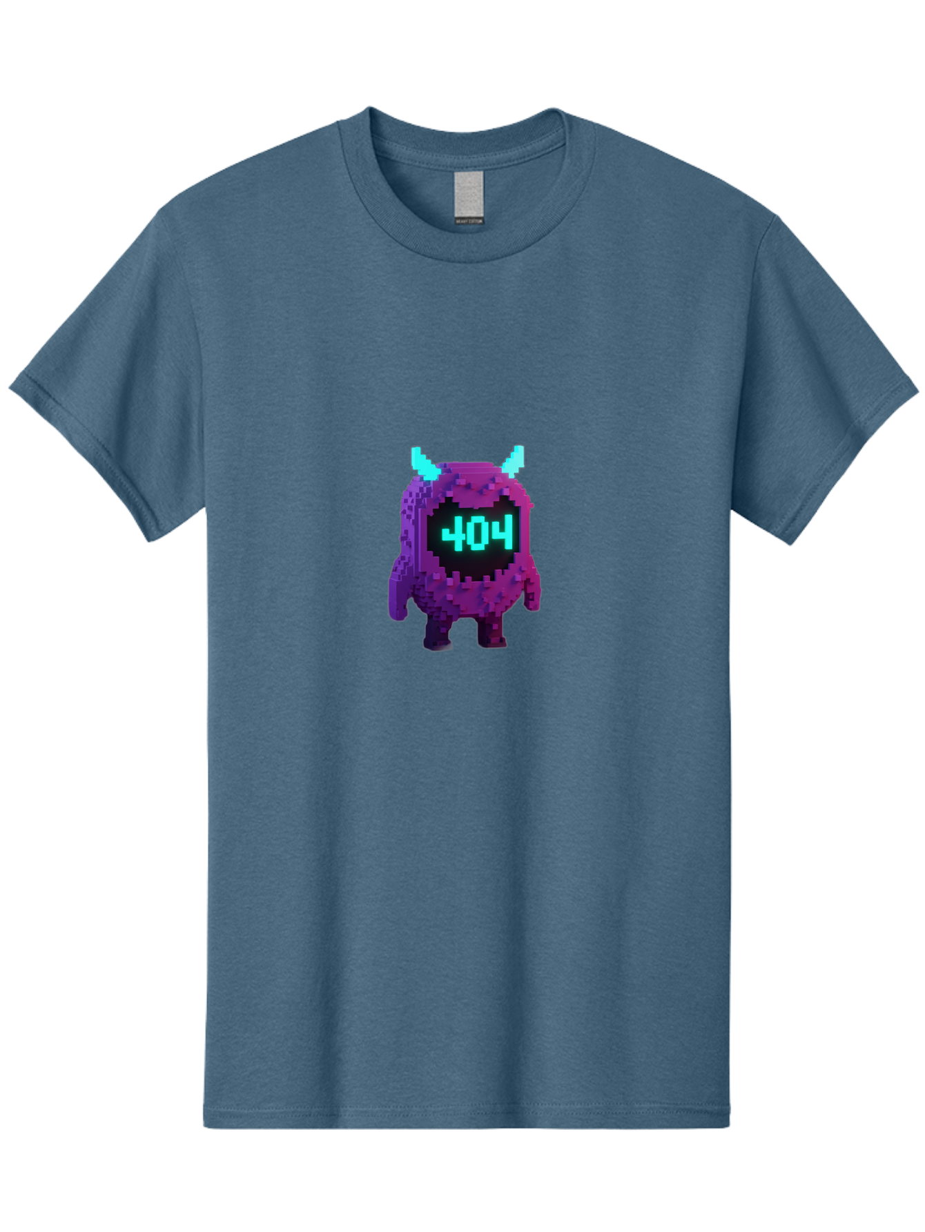 404-Monster-3 Men'S Graphic Tee, 100% Cotton, Comfortable Casual Summer Wear, Machine Washable, Pixel Art Monster, 404 Error, Digital Creature, Purple Monster, Blue Horns, Error Page, Glitchy Graphics, 8-Bit Style, Retro Gaming Baa100