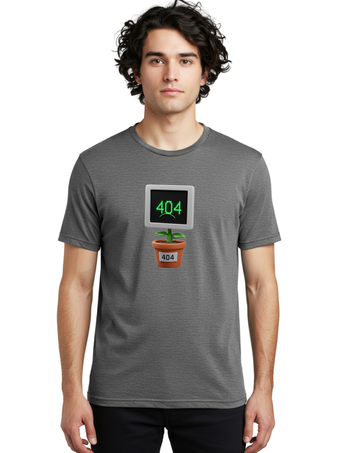 404-Plant Men'S Graphic Tee, 100% Cotton, Comfortable Casual Summer Wear, Machine Washable, 404 Error Message, Dead Link, Broken Page, Error Screen, Page Not Found, Digital Plant, Error Pot, Website Issue, Web Design Baa105
