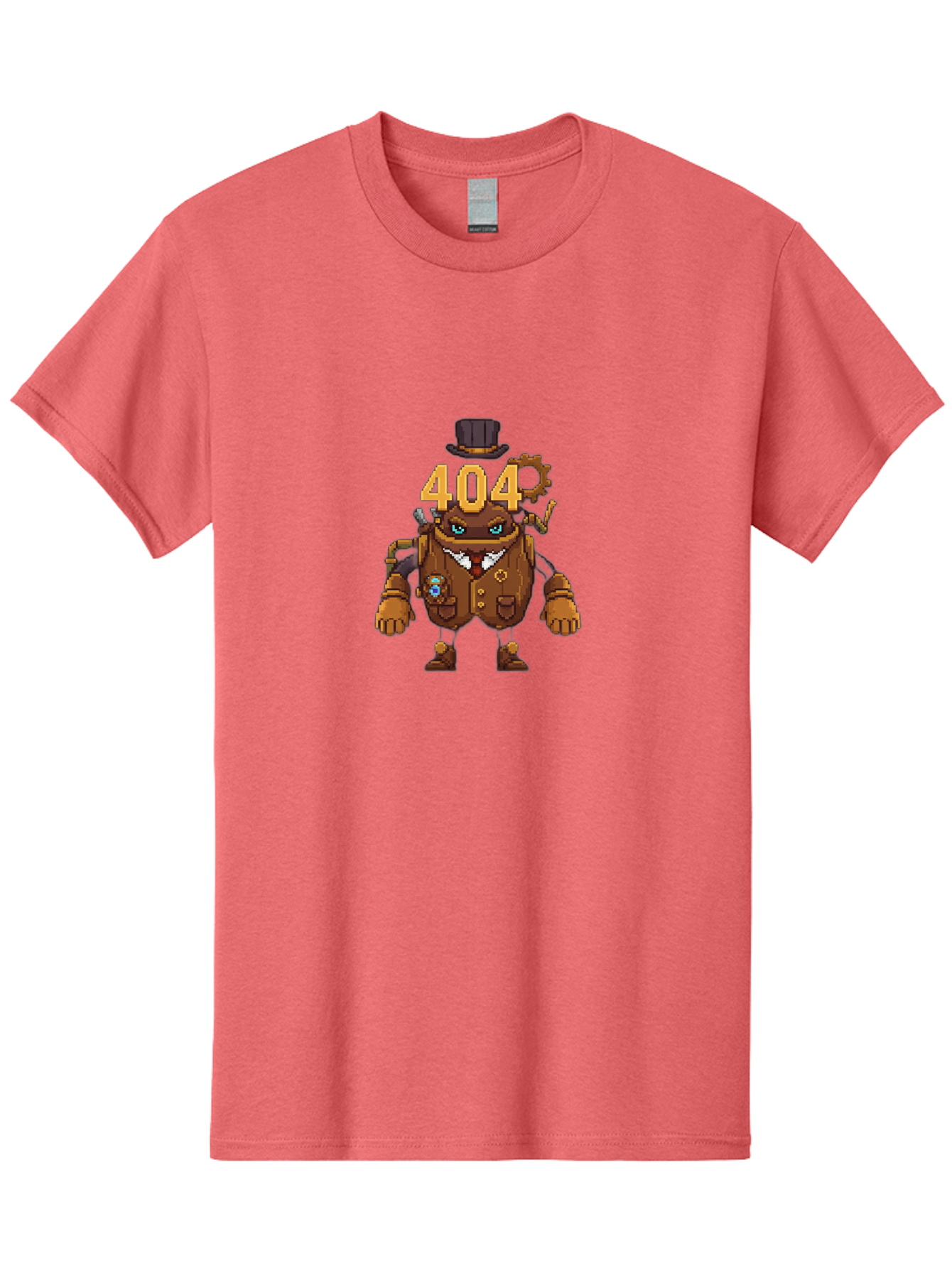 404-Robot Men'S Graphic Tee, 100% Cotton, Comfortable Casual Summer Wear, Machine Washable, Steampunk Robot, 404 Error Message, Robotics, Mechanical Parts, Top Hat, Quirky Character, Error Page, Web Design, Funny Illustration, Creative Coding Baa107
