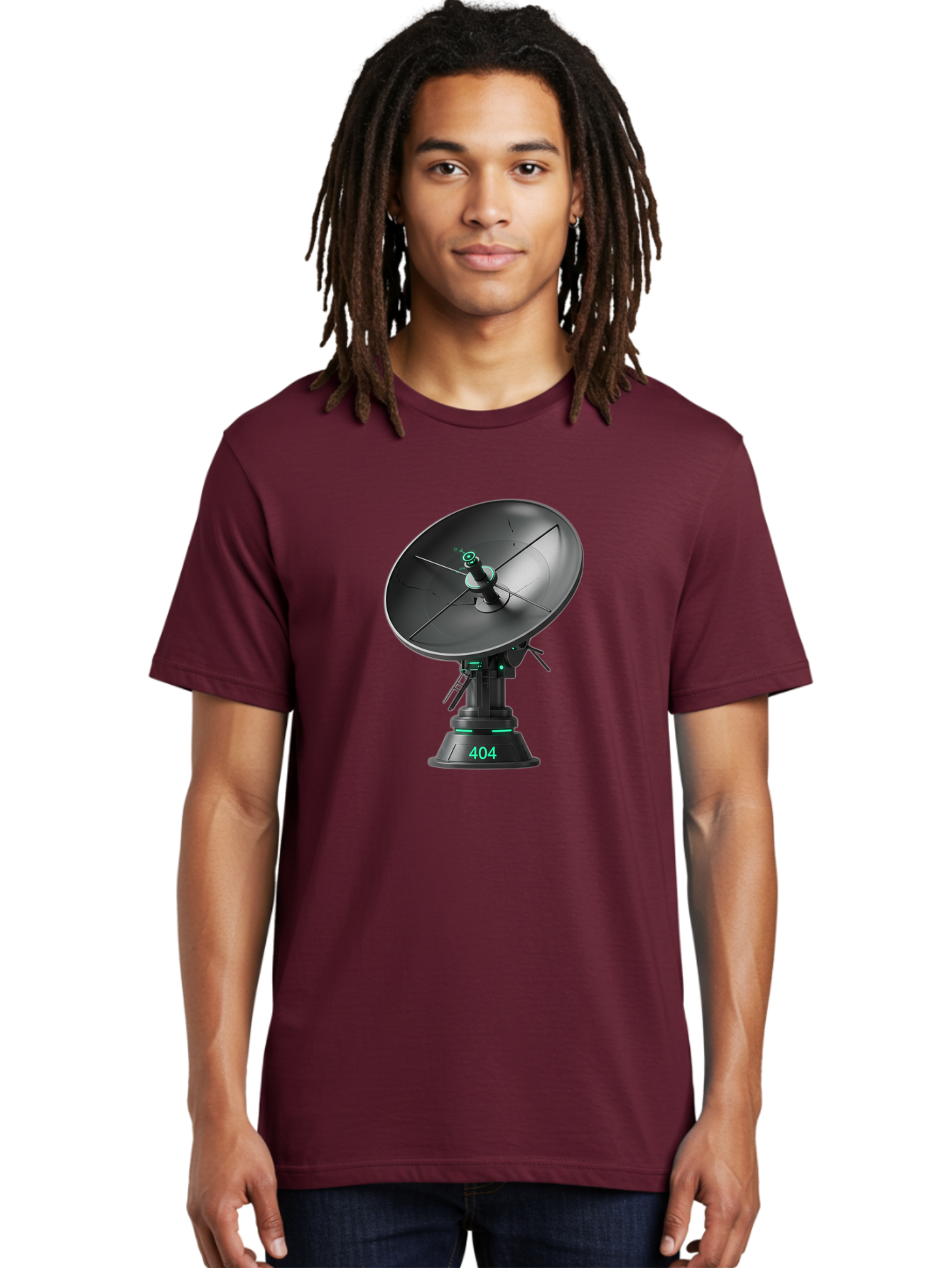404-Satellite-Dish Men'S Graphic Tee, 100% Cotton, Comfortable Casual Summer Wear, Machine Washable, Satellite Dish, Futuristic Technology, Wireless Communication, 404 Error, Digital Connectivity, Cyberpunk Style, High-Tech Device, Baa108