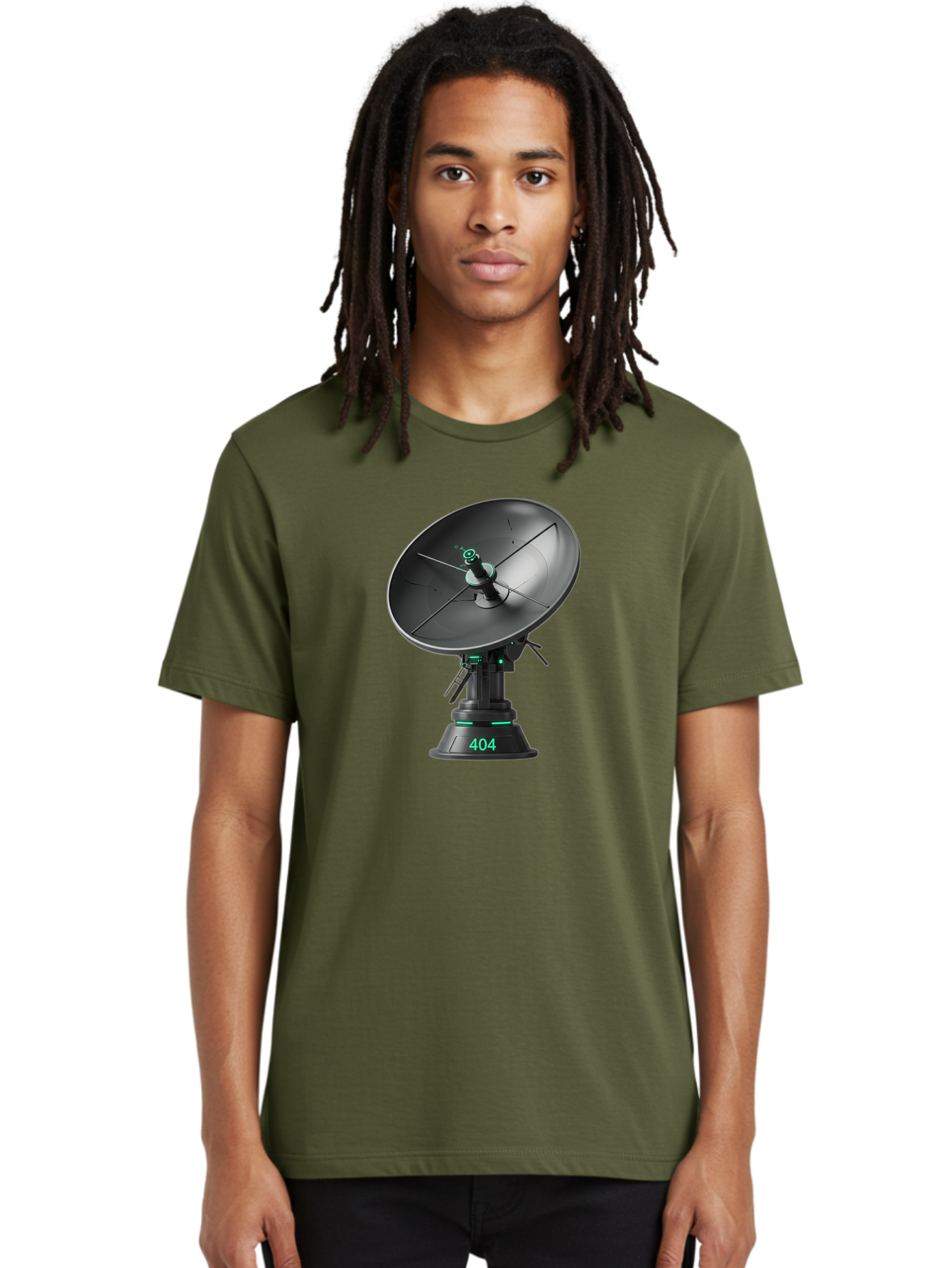 404-Satellite-Dish Men'S Graphic Tee, 100% Cotton, Comfortable Casual Summer Wear, Machine Washable, Satellite Dish, Futuristic Technology, Wireless Communication, 404 Error, Digital Connectivity, Cyberpunk Style, High-Tech Device, Baa108