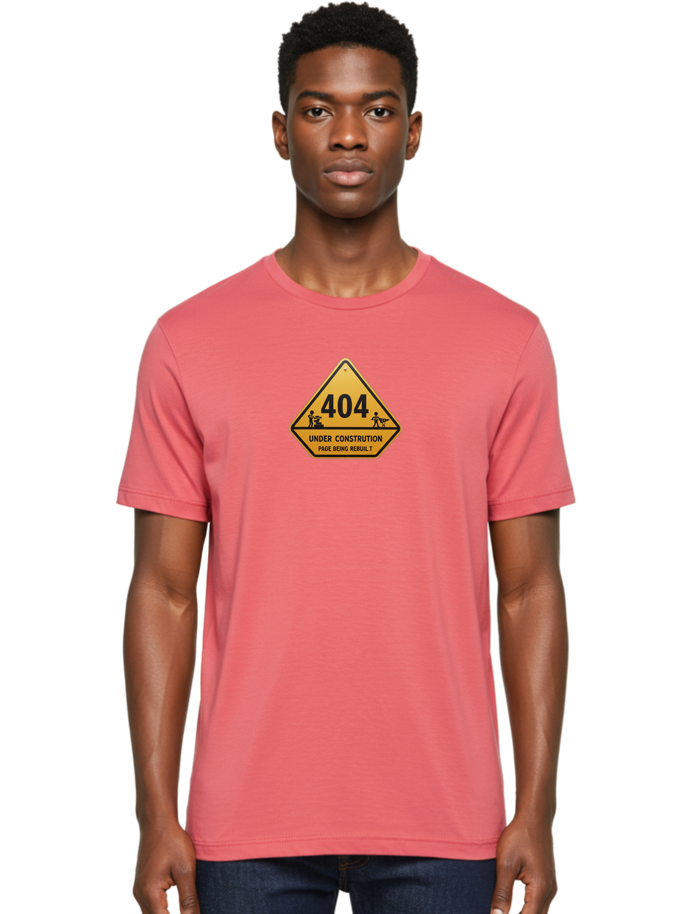 404-Under-Constrution Men'S Graphic Tee, 100% Cotton, Comfortable Casual Summer Wear, Machine Washable, 404 Error Page, Under Construction Sign, Website Maintenance, Web Development, Page Not Found, Website Under Repair, Construction Workers, Baa112