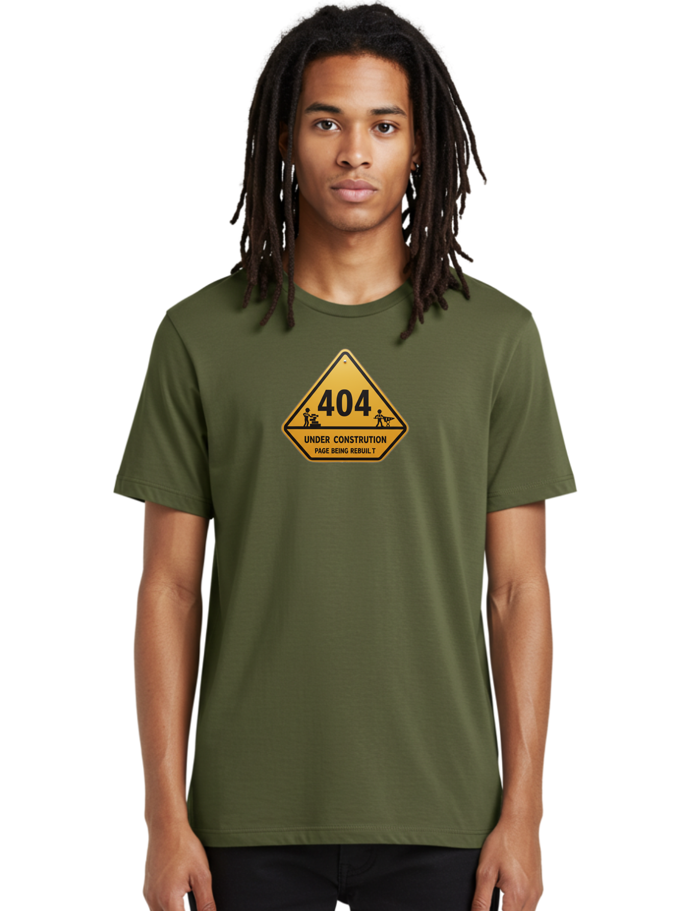 404-Under-Constrution Men'S Graphic Tee, 100% Cotton, Comfortable Casual Summer Wear, Machine Washable, 404 Error Page, Under Construction Sign, Website Maintenance, Web Development, Page Not Found, Website Under Repair, Construction Workers, Baa112