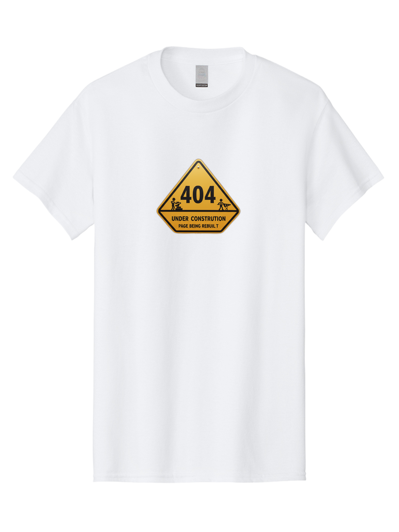 404-Under-Constrution Men'S Graphic Tee, 100% Cotton, Comfortable Casual Summer Wear, Machine Washable, 404 Error Page, Under Construction Sign, Website Maintenance, Web Development, Page Not Found, Website Under Repair, Construction Workers, Baa112