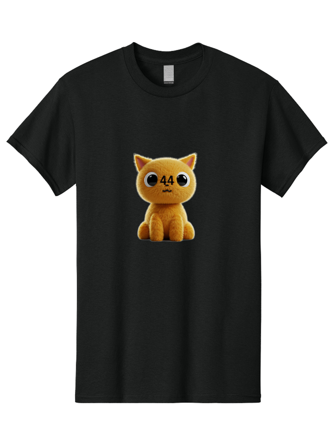 44 Men'S Graphic Tee, 100% Cotton, Comfortable Casual Summer Wear, Machine Washable, Cute Cartoon Cat, Funny Cat Design, Orange Cat Plush, Cartoonish Eyes, Adorable Facial Expression, Kawaii Character, Number 44 Design, Soft Toy Baa114
