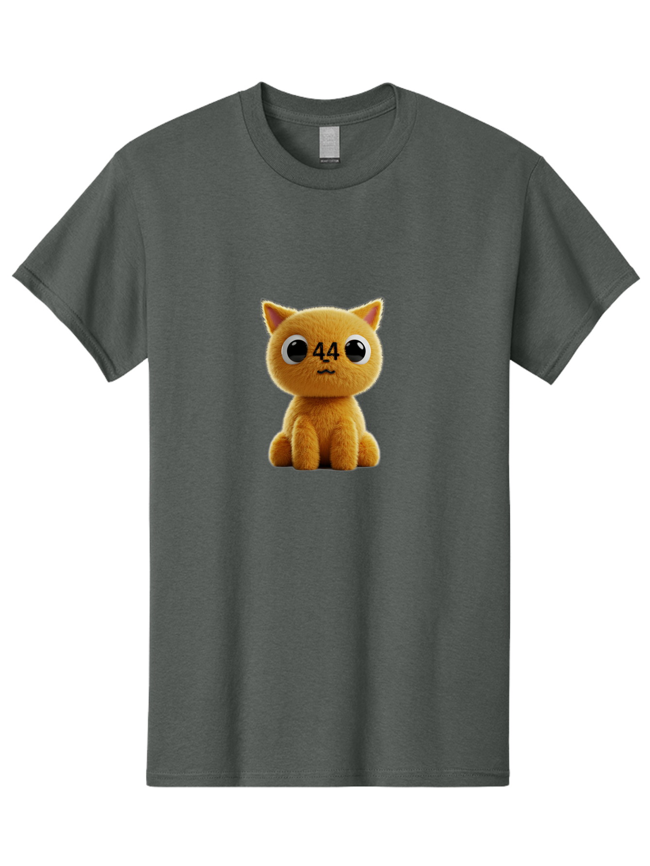 44 Men'S Graphic Tee, 100% Cotton, Comfortable Casual Summer Wear, Machine Washable, Cute Cartoon Cat, Funny Cat Design, Orange Cat Plush, Cartoonish Eyes, Adorable Facial Expression, Kawaii Character, Number 44 Design, Soft Toy Baa114