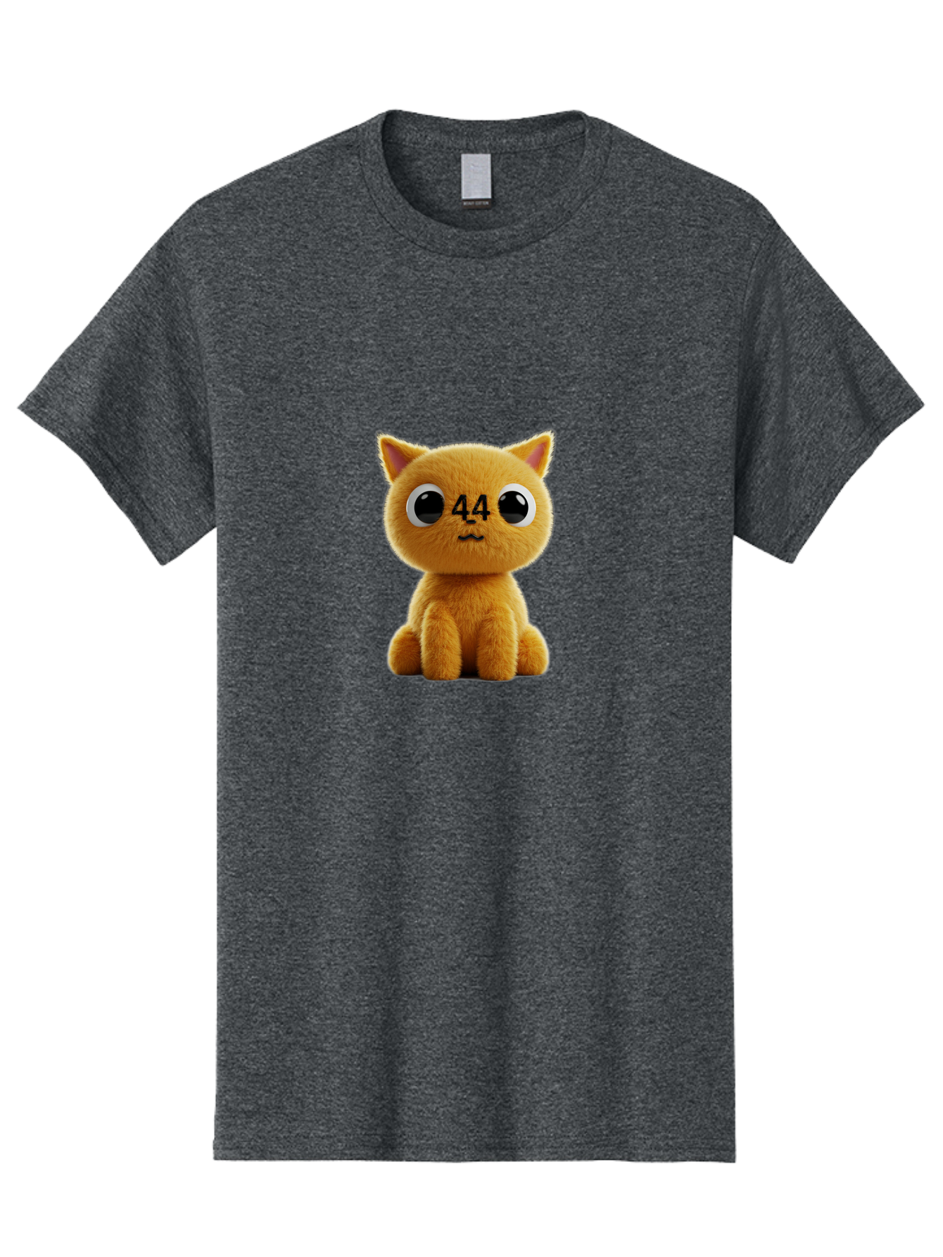 44 Men'S Graphic Tee, 100% Cotton, Comfortable Casual Summer Wear, Machine Washable, Cute Cartoon Cat, Funny Cat Design, Orange Cat Plush, Cartoonish Eyes, Adorable Facial Expression, Kawaii Character, Number 44 Design, Soft Toy Baa114