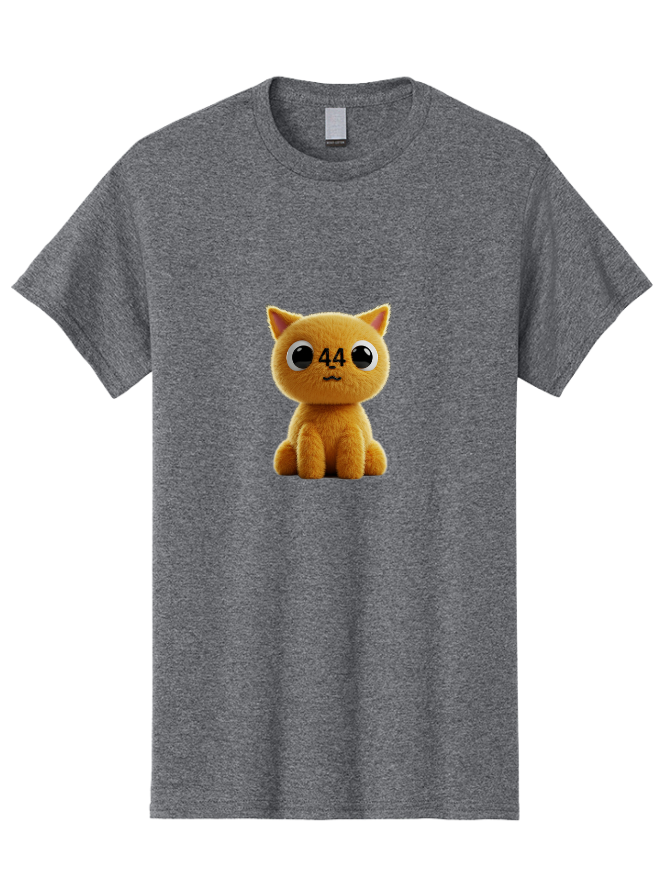 44 Men'S Graphic Tee, 100% Cotton, Comfortable Casual Summer Wear, Machine Washable, Cute Cartoon Cat, Funny Cat Design, Orange Cat Plush, Cartoonish Eyes, Adorable Facial Expression, Kawaii Character, Number 44 Design, Soft Toy Baa114