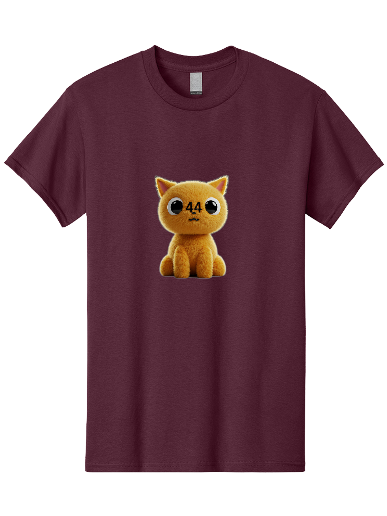 44 Men'S Graphic Tee, 100% Cotton, Comfortable Casual Summer Wear, Machine Washable, Cute Cartoon Cat, Funny Cat Design, Orange Cat Plush, Cartoonish Eyes, Adorable Facial Expression, Kawaii Character, Number 44 Design, Soft Toy Baa114