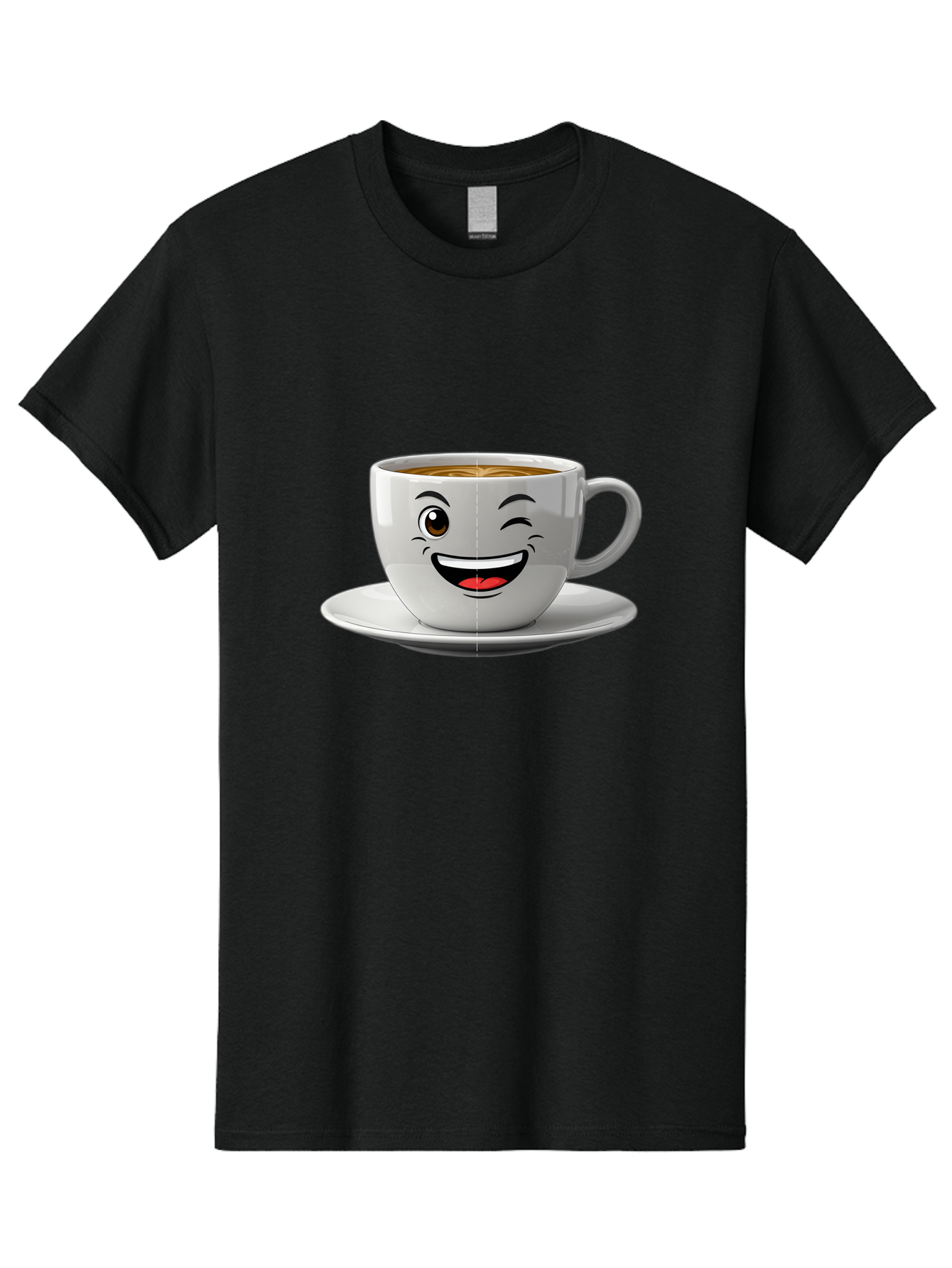 Coffee-Cup Men'S Graphic Tee, 100% Cotton, Comfortable Casual Summer Wear, Machine Washable, Coffee Cup With A Face, Winking Cup, Coffee Humor, Cartoon Coffee, Funny Coffee Cup, Smiling Coffee, Cute Coffee Mug, Coffee Lover, Baa116
