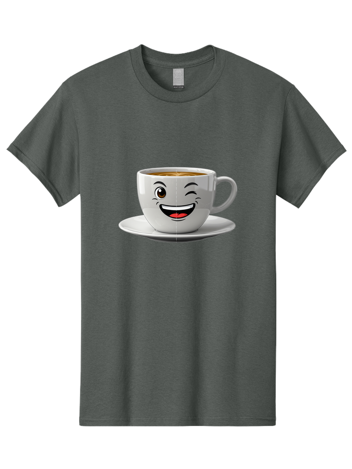 Coffee-Cup Men'S Graphic Tee, 100% Cotton, Comfortable Casual Summer Wear, Machine Washable, Coffee Cup With A Face, Winking Cup, Coffee Humor, Cartoon Coffee, Funny Coffee Cup, Smiling Coffee, Cute Coffee Mug, Coffee Lover, Baa116