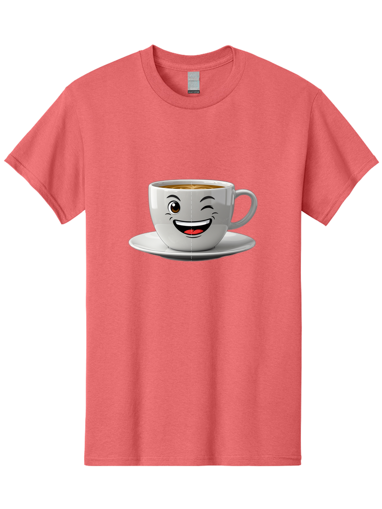 Coffee-Cup Men'S Graphic Tee, 100% Cotton, Comfortable Casual Summer Wear, Machine Washable, Coffee Cup With A Face, Winking Cup, Coffee Humor, Cartoon Coffee, Funny Coffee Cup, Smiling Coffee, Cute Coffee Mug, Coffee Lover, Baa116