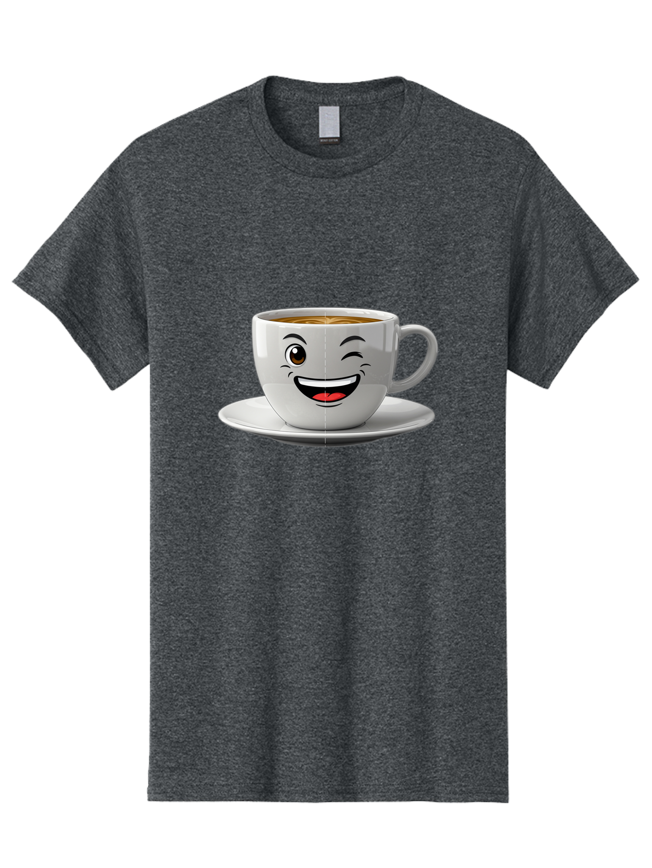 Coffee-Cup Men'S Graphic Tee, 100% Cotton, Comfortable Casual Summer Wear, Machine Washable, Coffee Cup With A Face, Winking Cup, Coffee Humor, Cartoon Coffee, Funny Coffee Cup, Smiling Coffee, Cute Coffee Mug, Coffee Lover, Baa116