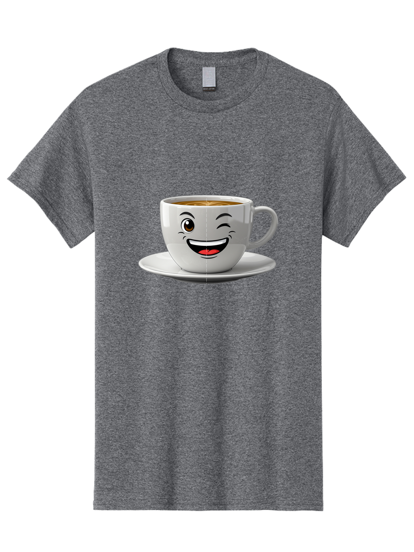 Coffee-Cup Men'S Graphic Tee, 100% Cotton, Comfortable Casual Summer Wear, Machine Washable, Coffee Cup With A Face, Winking Cup, Coffee Humor, Cartoon Coffee, Funny Coffee Cup, Smiling Coffee, Cute Coffee Mug, Coffee Lover, Baa116