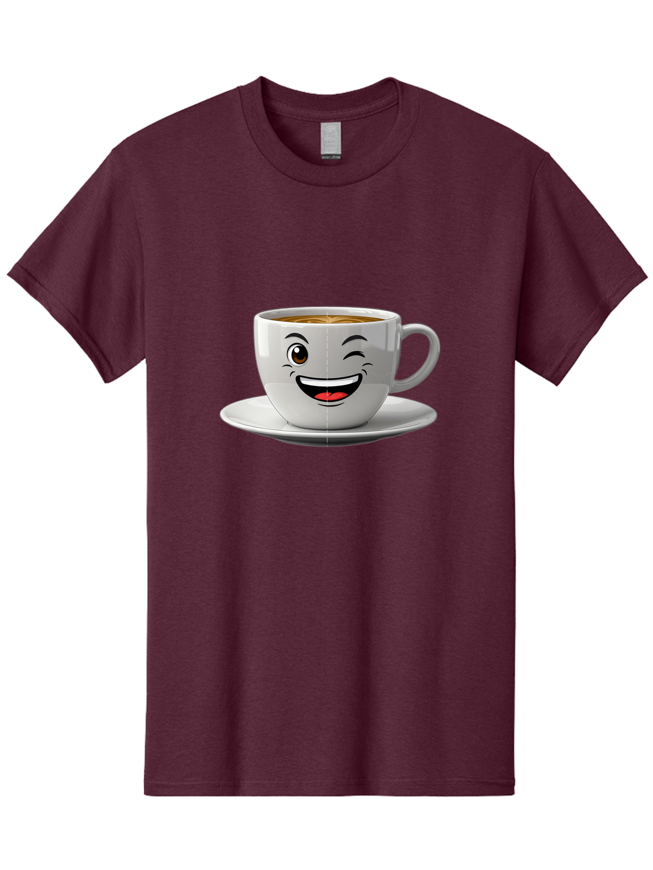 Coffee-Cup Men'S Graphic Tee, 100% Cotton, Comfortable Casual Summer Wear, Machine Washable, Coffee Cup With A Face, Winking Cup, Coffee Humor, Cartoon Coffee, Funny Coffee Cup, Smiling Coffee, Cute Coffee Mug, Coffee Lover, Baa116