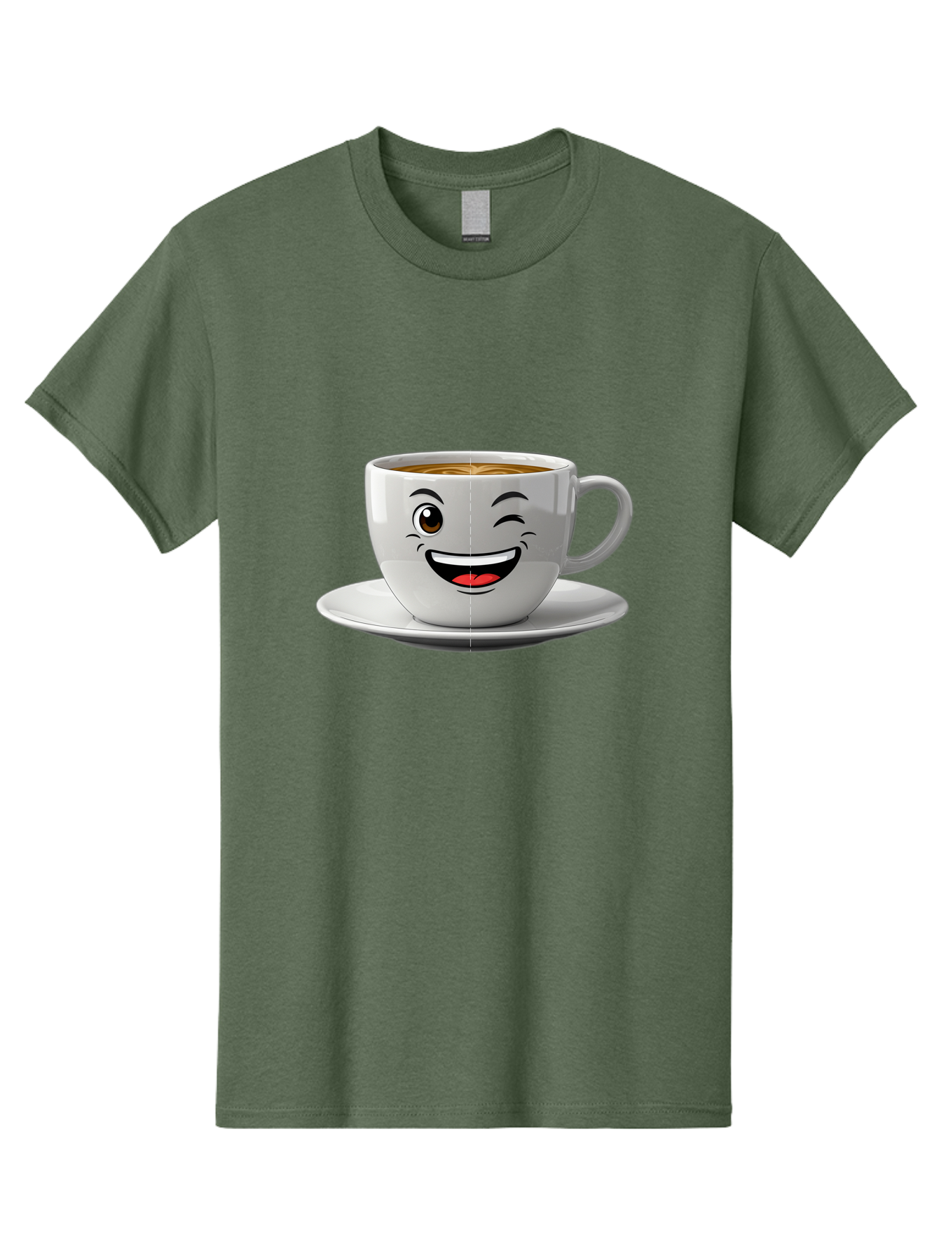 Coffee-Cup Men'S Graphic Tee, 100% Cotton, Comfortable Casual Summer Wear, Machine Washable, Coffee Cup With A Face, Winking Cup, Coffee Humor, Cartoon Coffee, Funny Coffee Cup, Smiling Coffee, Cute Coffee Mug, Coffee Lover, Baa116