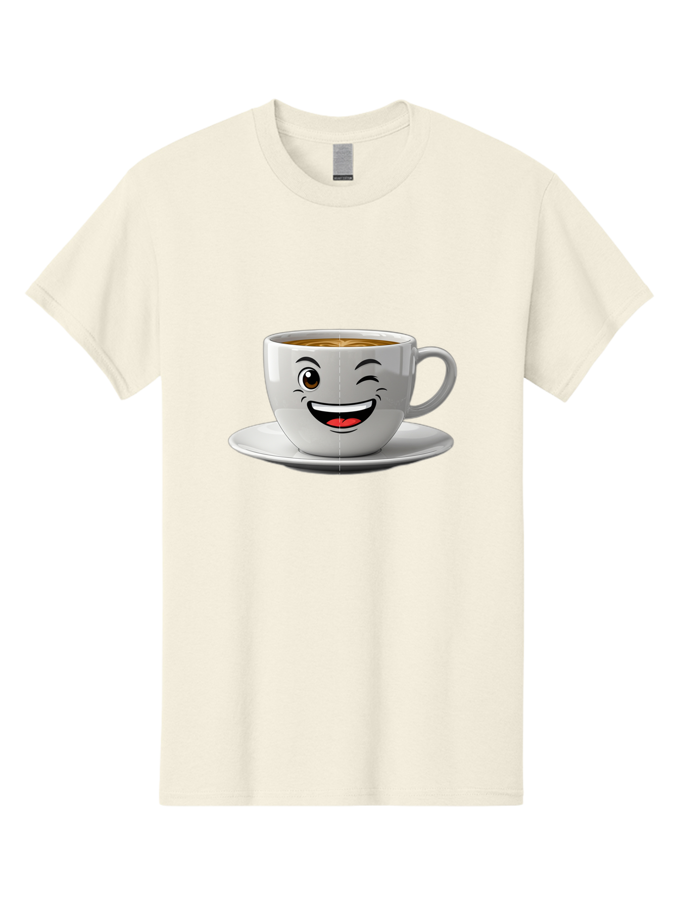 Coffee-Cup Men'S Graphic Tee, 100% Cotton, Comfortable Casual Summer Wear, Machine Washable, Coffee Cup With A Face, Winking Cup, Coffee Humor, Cartoon Coffee, Funny Coffee Cup, Smiling Coffee, Cute Coffee Mug, Coffee Lover, Baa116