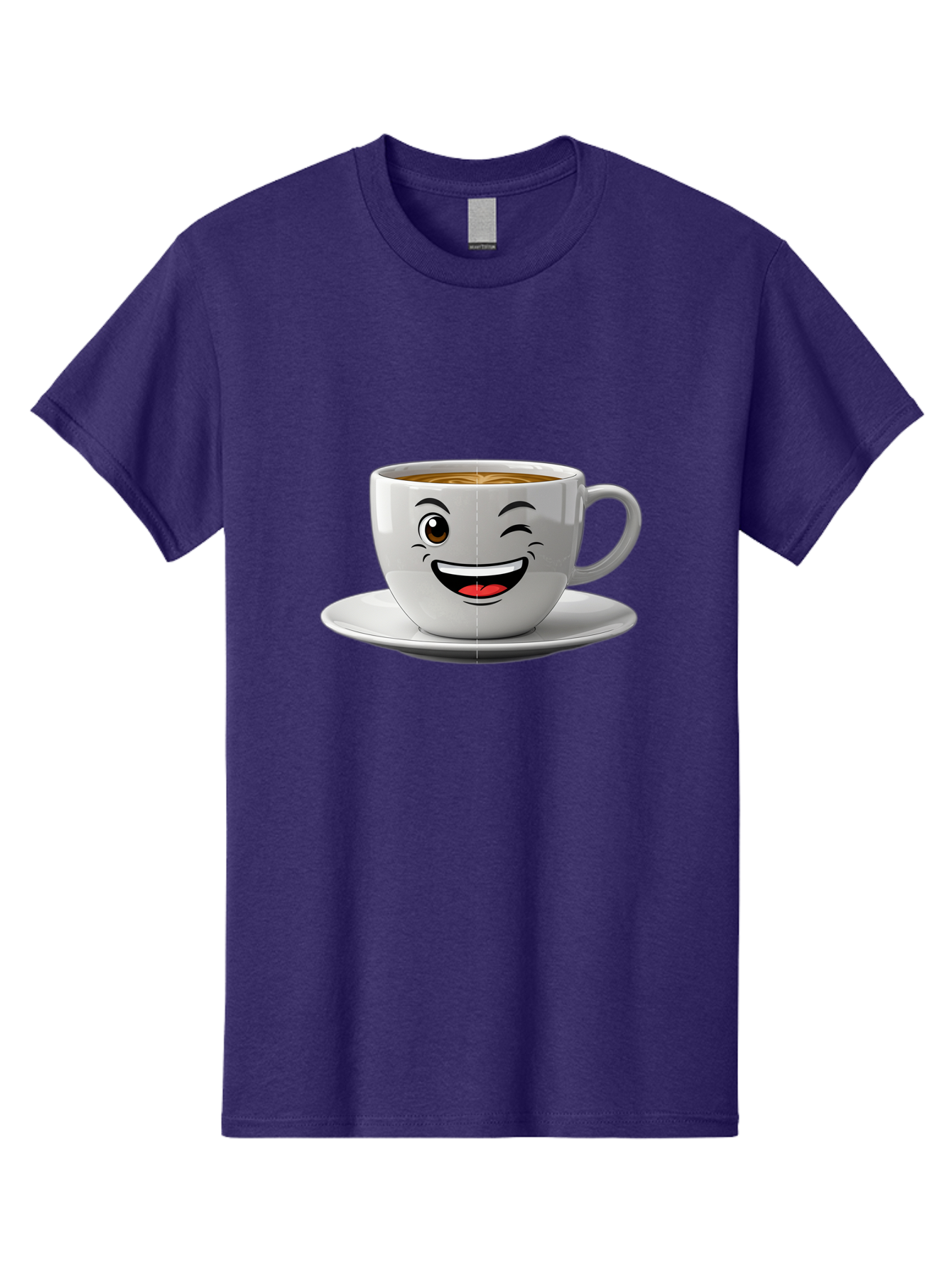 Coffee-Cup Men'S Graphic Tee, 100% Cotton, Comfortable Casual Summer Wear, Machine Washable, Coffee Cup With A Face, Winking Cup, Coffee Humor, Cartoon Coffee, Funny Coffee Cup, Smiling Coffee, Cute Coffee Mug, Coffee Lover, Baa116