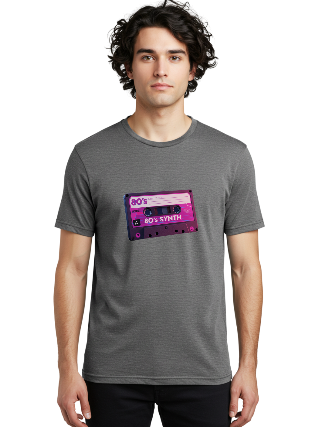 80-S-Synth-Cassette Men'S Graphic Tee, 100% Cotton, Comfortable Casual Summer Wear, Machine Washable, 80'S Synth Music, Vintage Cassette Tape, Retro 80S, Synthwave, Electronic Sound, Cassette Mix, A Side, 80'S Nostalgia, Baa117