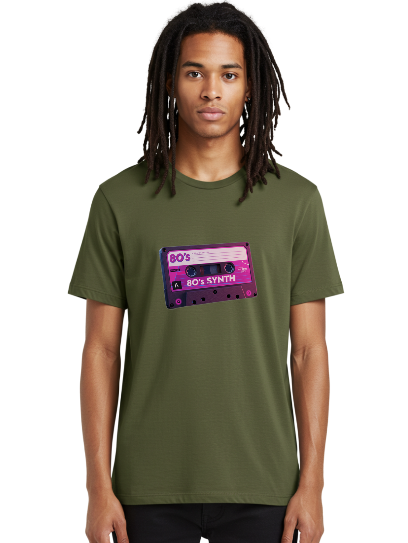80-S-Synth-Cassette Men'S Graphic Tee, 100% Cotton, Comfortable Casual Summer Wear, Machine Washable, 80'S Synth Music, Vintage Cassette Tape, Retro 80S, Synthwave, Electronic Sound, Cassette Mix, A Side, 80'S Nostalgia, Baa117