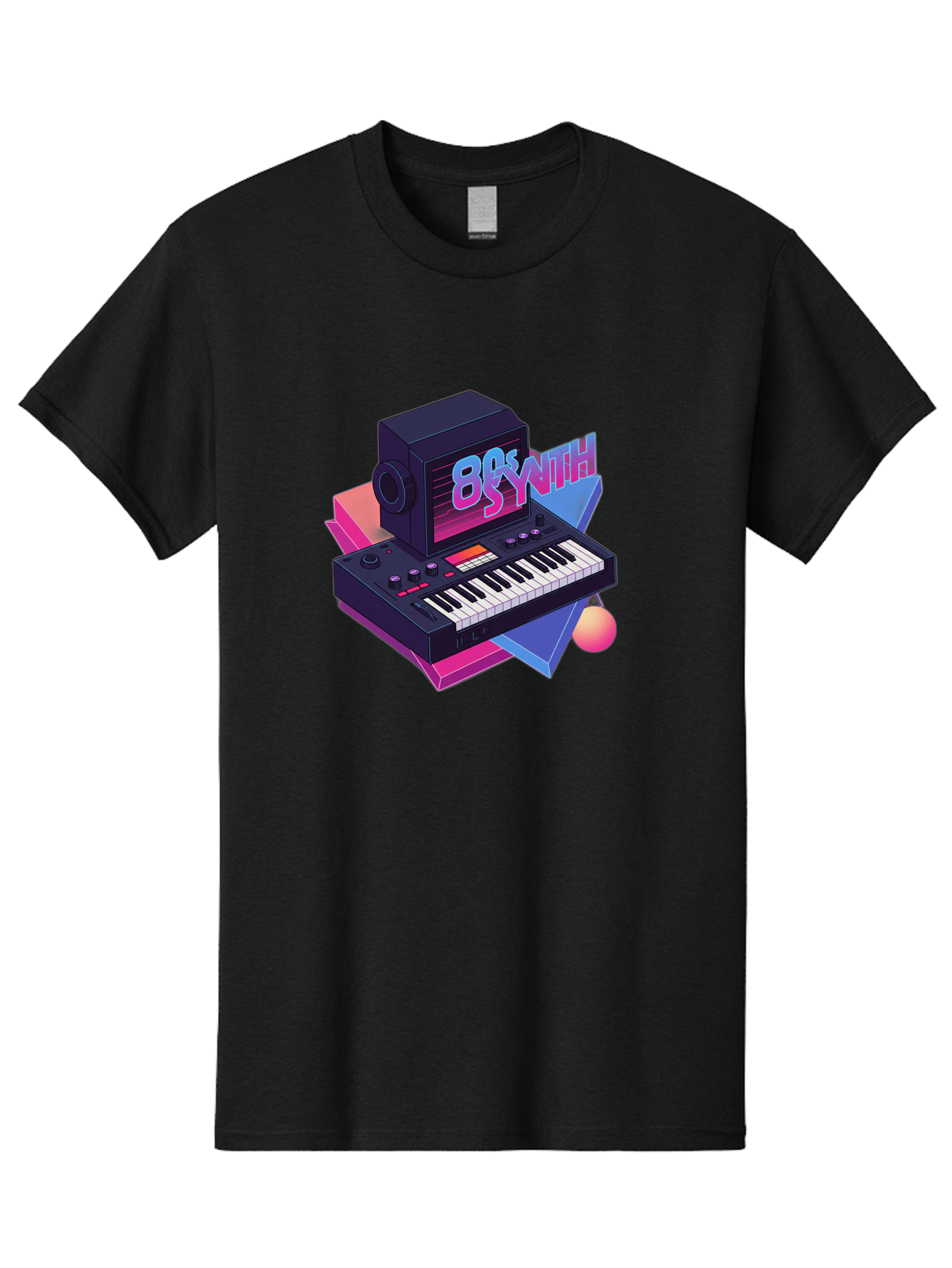 80S-Synth Men'S Graphic Tee, 100% Cotton, Comfortable Casual Summer Wear, Machine Washable, Retro Synthesizer, Vintage Electronic Keyboard, 80S Music Gear, Synthwave, Nostalgic Audio Equipment, Electronic Music Production, Baa119