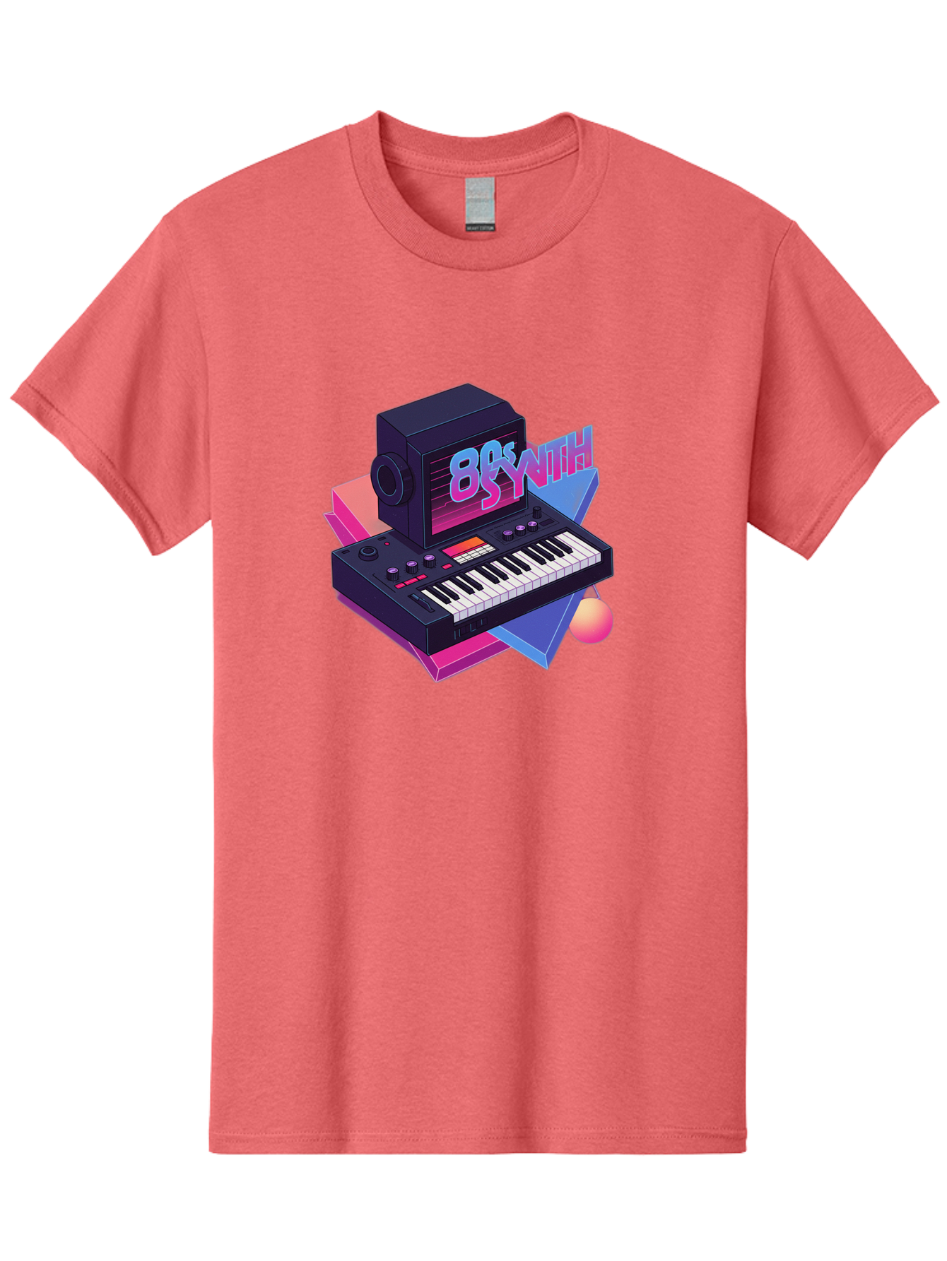 80S-Synth Men'S Graphic Tee, 100% Cotton, Comfortable Casual Summer Wear, Machine Washable, Retro Synthesizer, Vintage Electronic Keyboard, 80S Music Gear, Synthwave, Nostalgic Audio Equipment, Electronic Music Production, Baa119