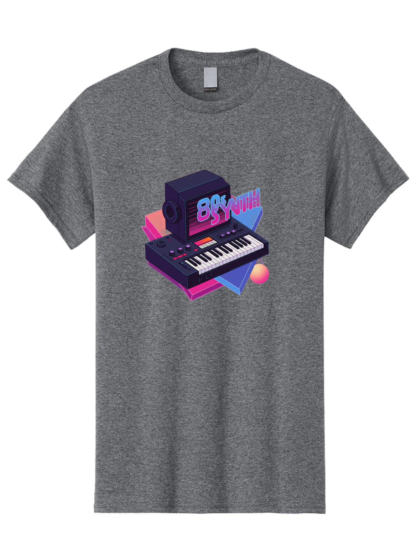 80S-Synth Men'S Graphic Tee, 100% Cotton, Comfortable Casual Summer Wear, Machine Washable, Retro Synthesizer, Vintage Electronic Keyboard, 80S Music Gear, Synthwave, Nostalgic Audio Equipment, Electronic Music Production, Baa119
