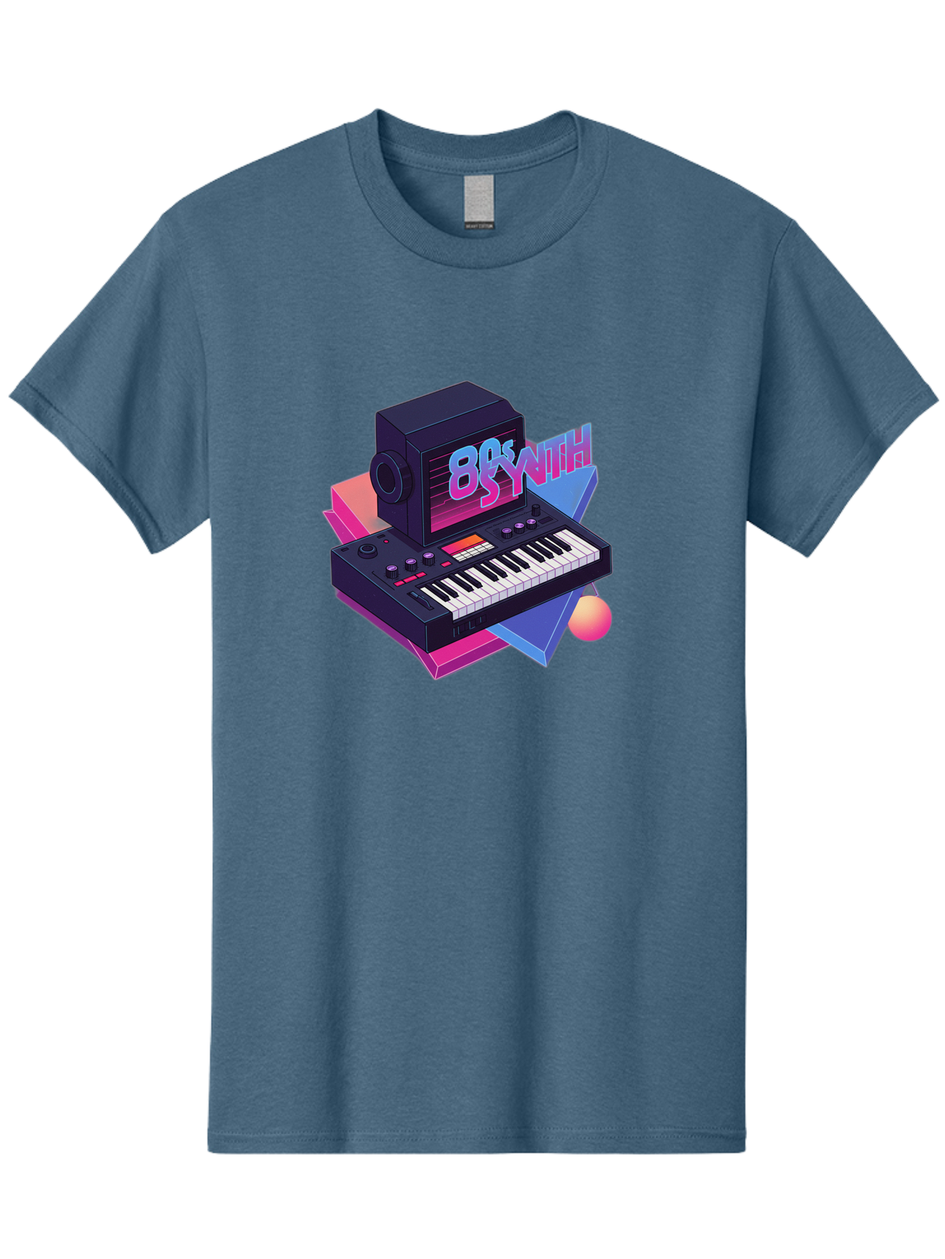 80S-Synth Men'S Graphic Tee, 100% Cotton, Comfortable Casual Summer Wear, Machine Washable, Retro Synthesizer, Vintage Electronic Keyboard, 80S Music Gear, Synthwave, Nostalgic Audio Equipment, Electronic Music Production, Baa119