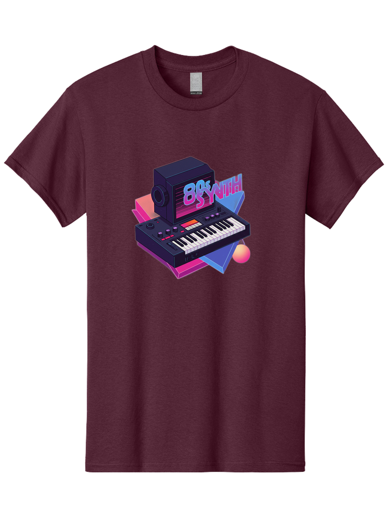 80S-Synth Men'S Graphic Tee, 100% Cotton, Comfortable Casual Summer Wear, Machine Washable, Retro Synthesizer, Vintage Electronic Keyboard, 80S Music Gear, Synthwave, Nostalgic Audio Equipment, Electronic Music Production, Baa119