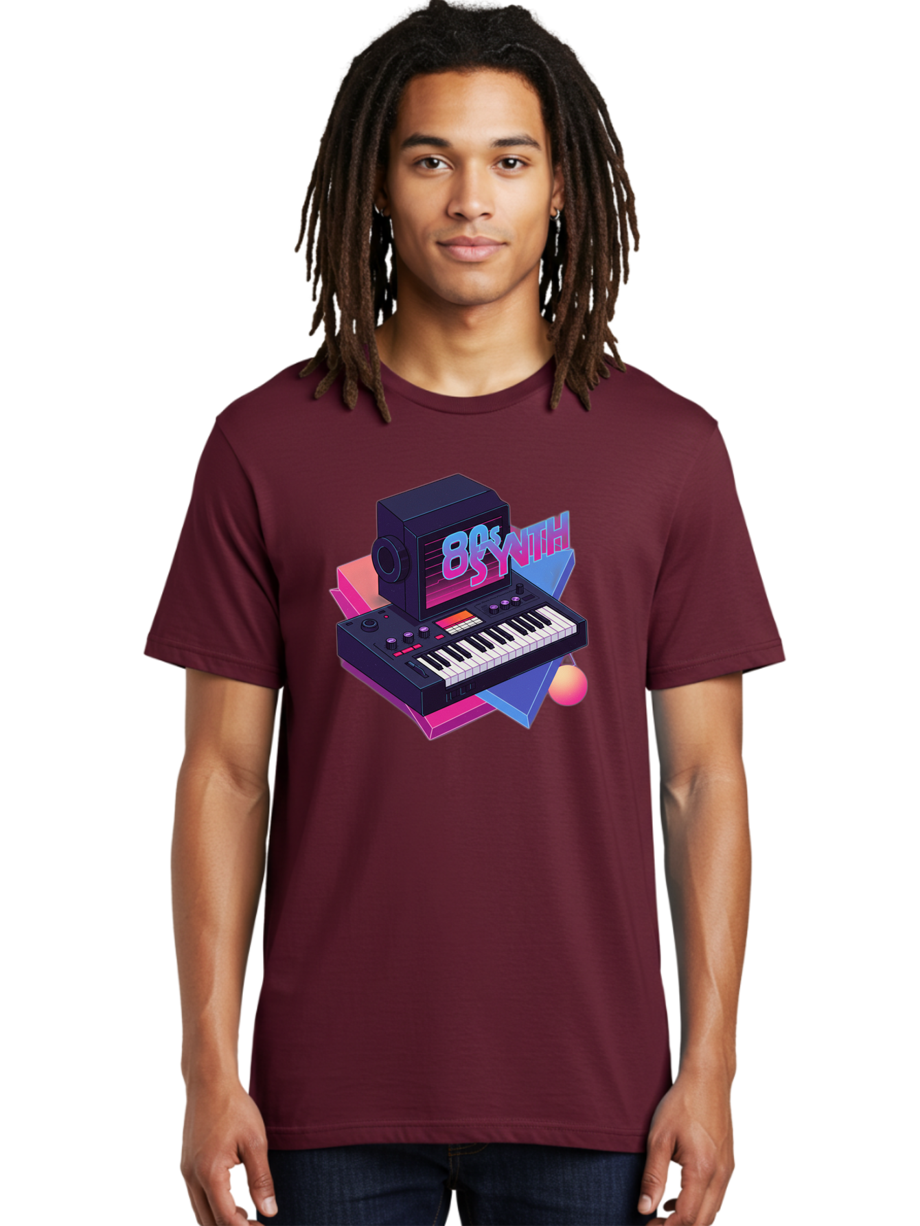 80S-Synth Men'S Graphic Tee, 100% Cotton, Comfortable Casual Summer Wear, Machine Washable, Retro Synthesizer, Vintage Electronic Keyboard, 80S Music Gear, Synthwave, Nostalgic Audio Equipment, Electronic Music Production, Baa119