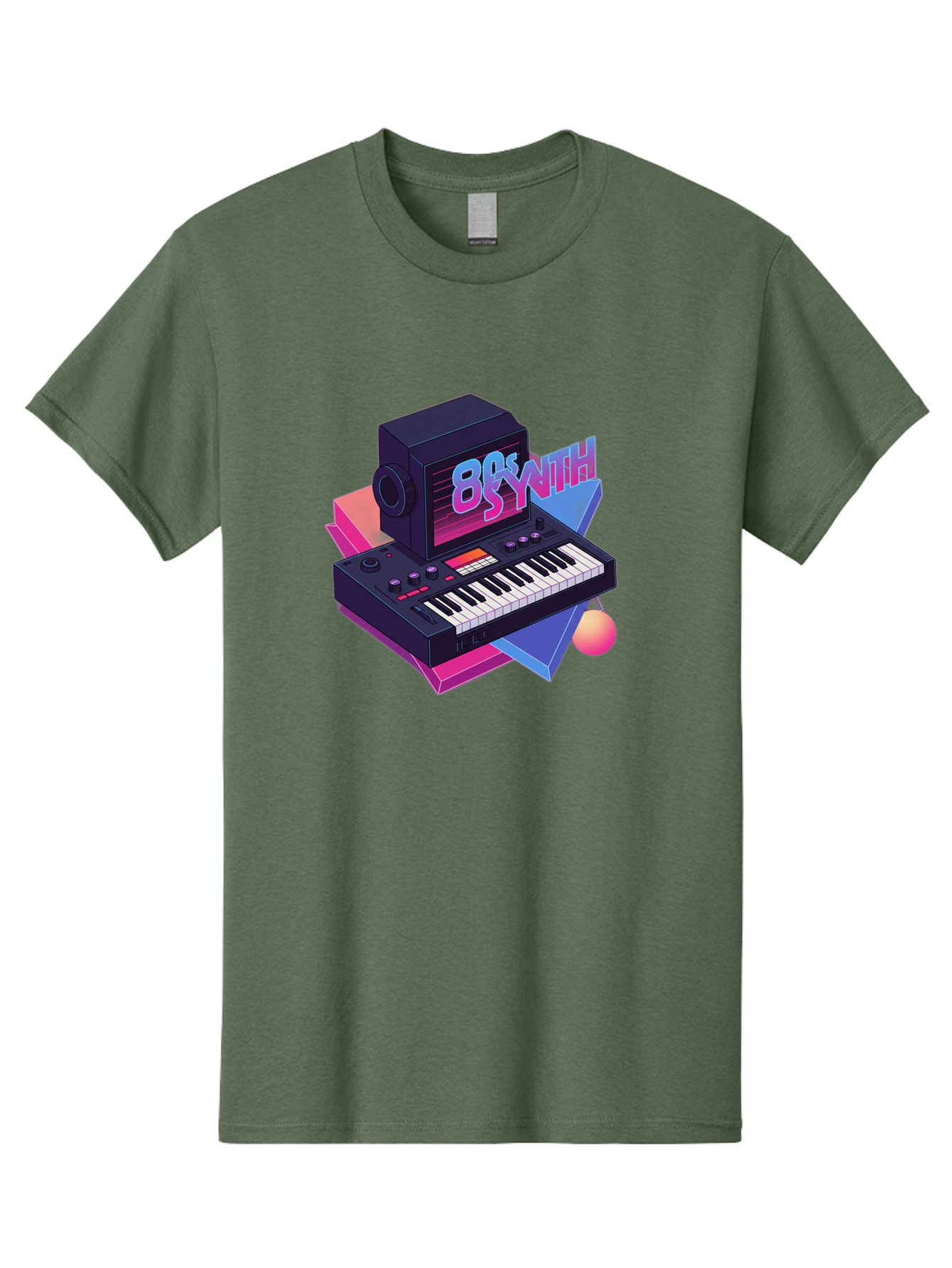 80S-Synth Men'S Graphic Tee, 100% Cotton, Comfortable Casual Summer Wear, Machine Washable, Retro Synthesizer, Vintage Electronic Keyboard, 80S Music Gear, Synthwave, Nostalgic Audio Equipment, Electronic Music Production, Baa119