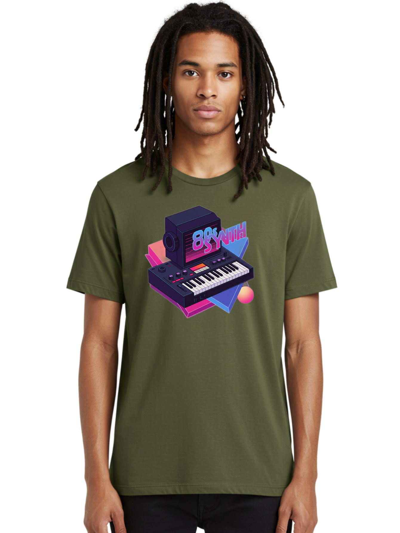 80S-Synth Men'S Graphic Tee, 100% Cotton, Comfortable Casual Summer Wear, Machine Washable, Retro Synthesizer, Vintage Electronic Keyboard, 80S Music Gear, Synthwave, Nostalgic Audio Equipment, Electronic Music Production, Baa119