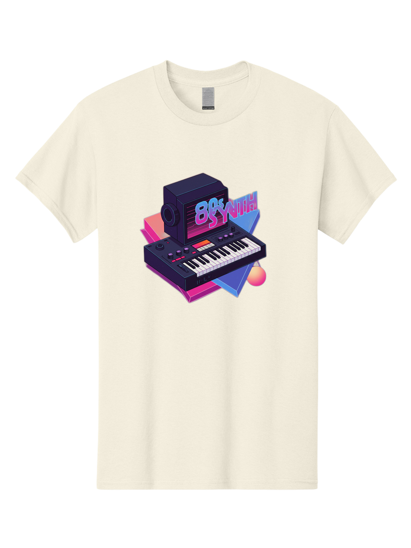 80S-Synth Men'S Graphic Tee, 100% Cotton, Comfortable Casual Summer Wear, Machine Washable, Retro Synthesizer, Vintage Electronic Keyboard, 80S Music Gear, Synthwave, Nostalgic Audio Equipment, Electronic Music Production, Baa119
