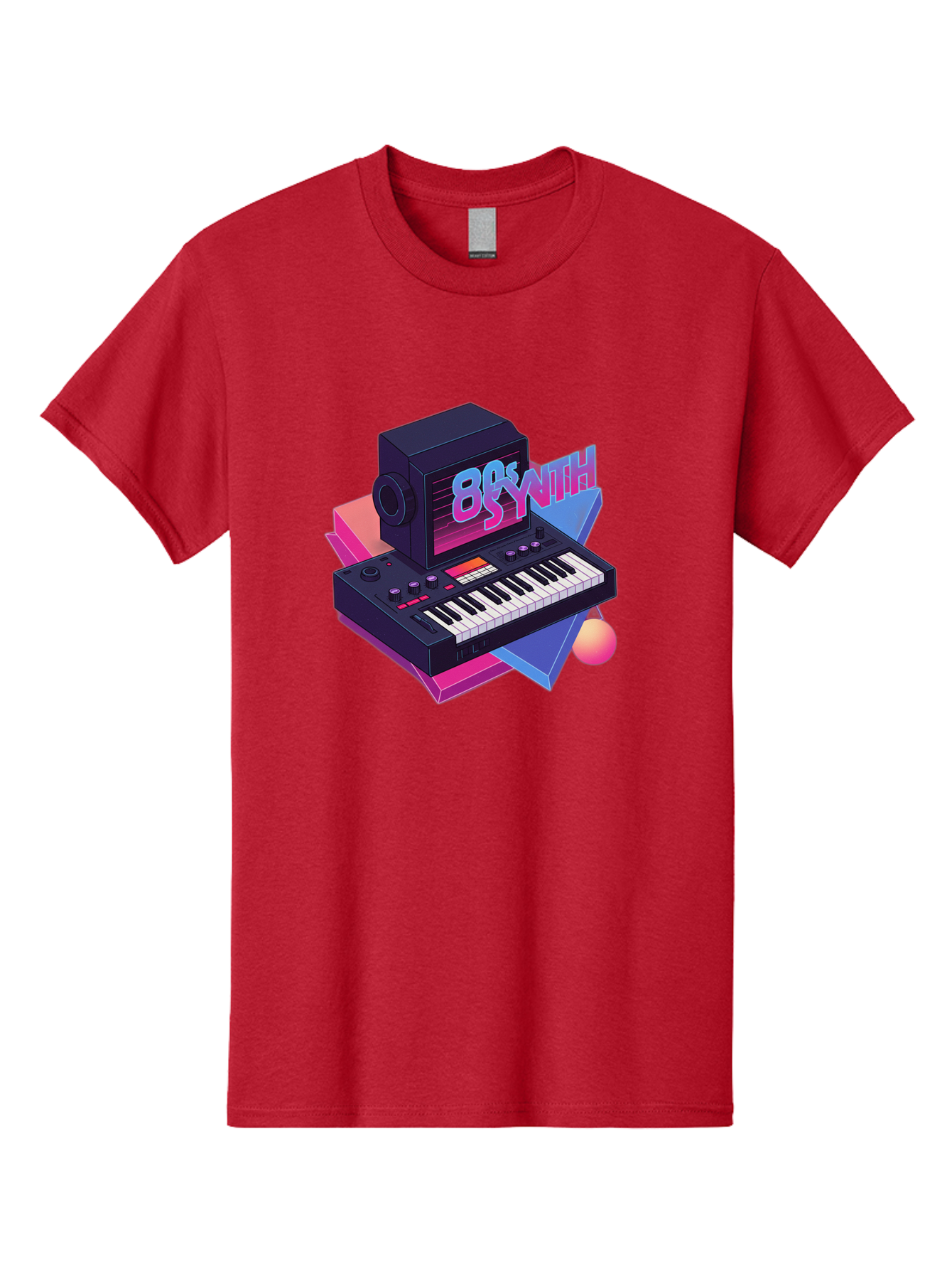 80S-Synth Men'S Graphic Tee, 100% Cotton, Comfortable Casual Summer Wear, Machine Washable, Retro Synthesizer, Vintage Electronic Keyboard, 80S Music Gear, Synthwave, Nostalgic Audio Equipment, Electronic Music Production, Baa119