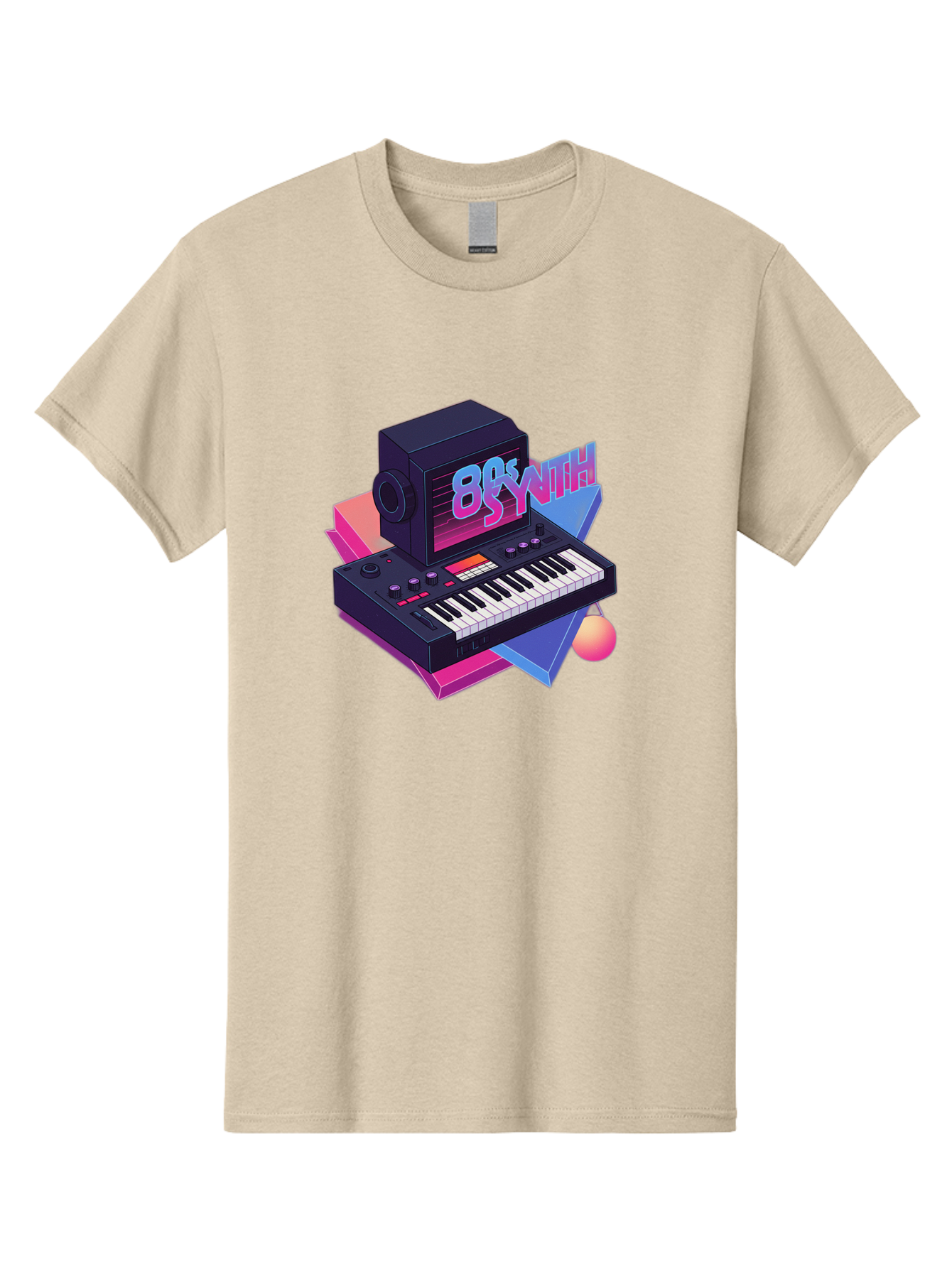 80S-Synth Men'S Graphic Tee, 100% Cotton, Comfortable Casual Summer Wear, Machine Washable, Retro Synthesizer, Vintage Electronic Keyboard, 80S Music Gear, Synthwave, Nostalgic Audio Equipment, Electronic Music Production, Baa119