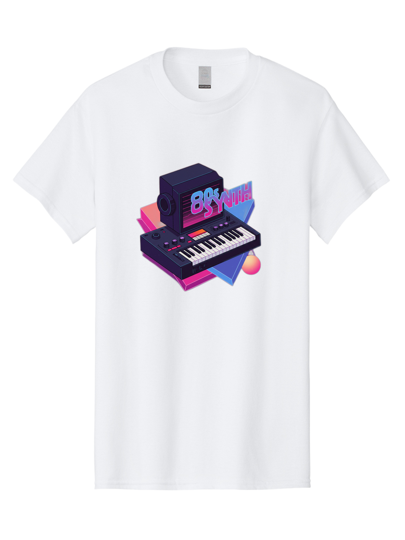 80S-Synth Men'S Graphic Tee, 100% Cotton, Comfortable Casual Summer Wear, Machine Washable, Retro Synthesizer, Vintage Electronic Keyboard, 80S Music Gear, Synthwave, Nostalgic Audio Equipment, Electronic Music Production, Baa119