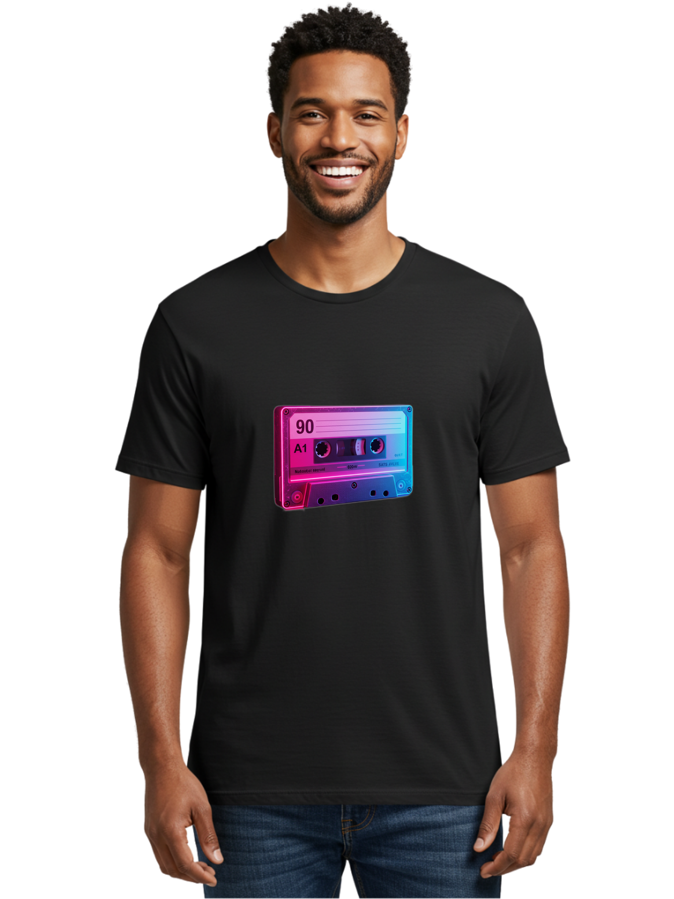 90-A1-Cassette-Tape Men'S Graphic Tee, 100% Cotton, Comfortable Casual Summer Wear, Machine Washable, Retro Cassette Tape, Vintage Music, Nostalgic Technology, 90S Music, A1 Mix Tape, Retro Aesthetics, Vinyl Revival, Music Nostalgia, Baa120