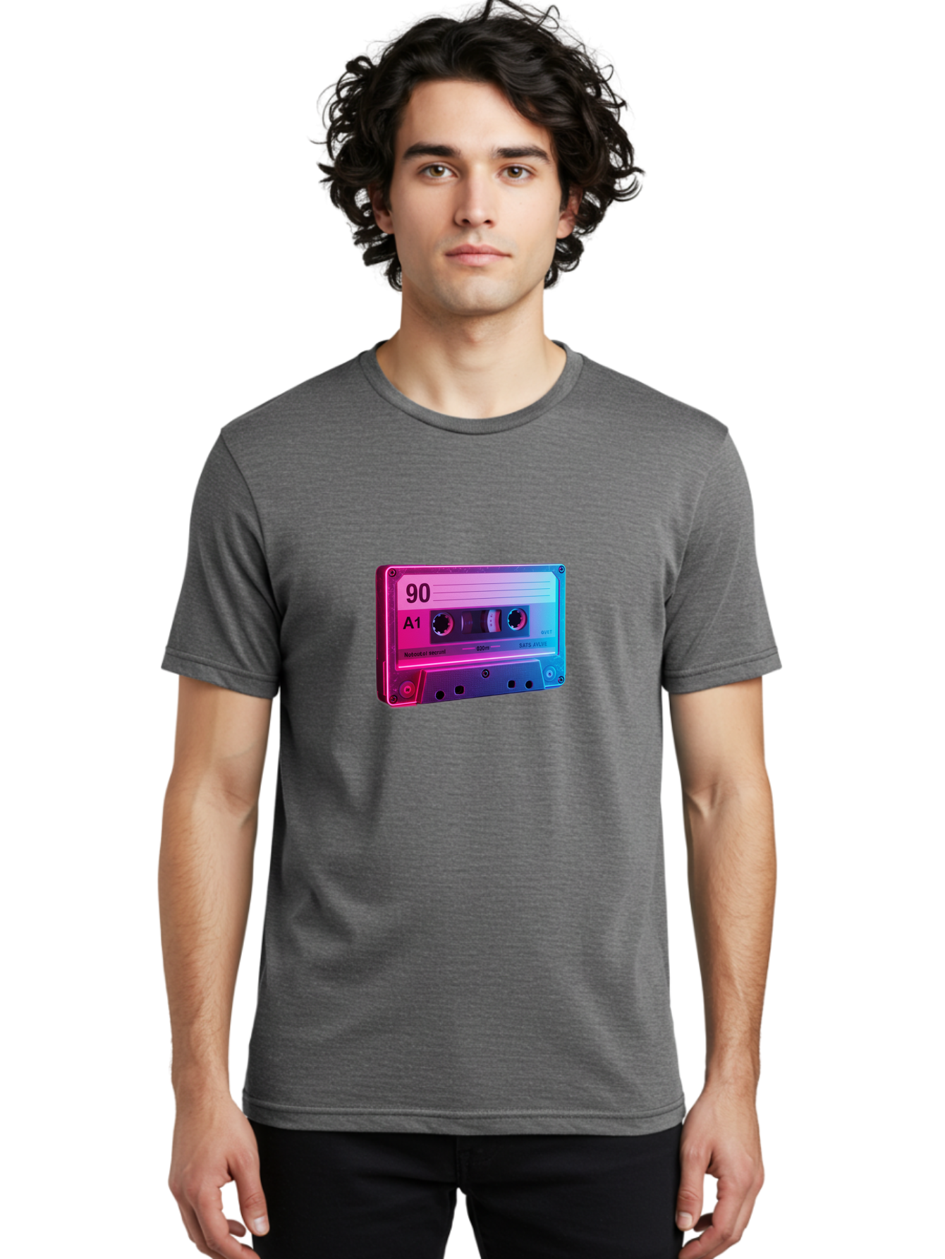90-A1-Cassette-Tape Men'S Graphic Tee, 100% Cotton, Comfortable Casual Summer Wear, Machine Washable, Retro Cassette Tape, Vintage Music, Nostalgic Technology, 90S Music, A1 Mix Tape, Retro Aesthetics, Vinyl Revival, Music Nostalgia, Baa120