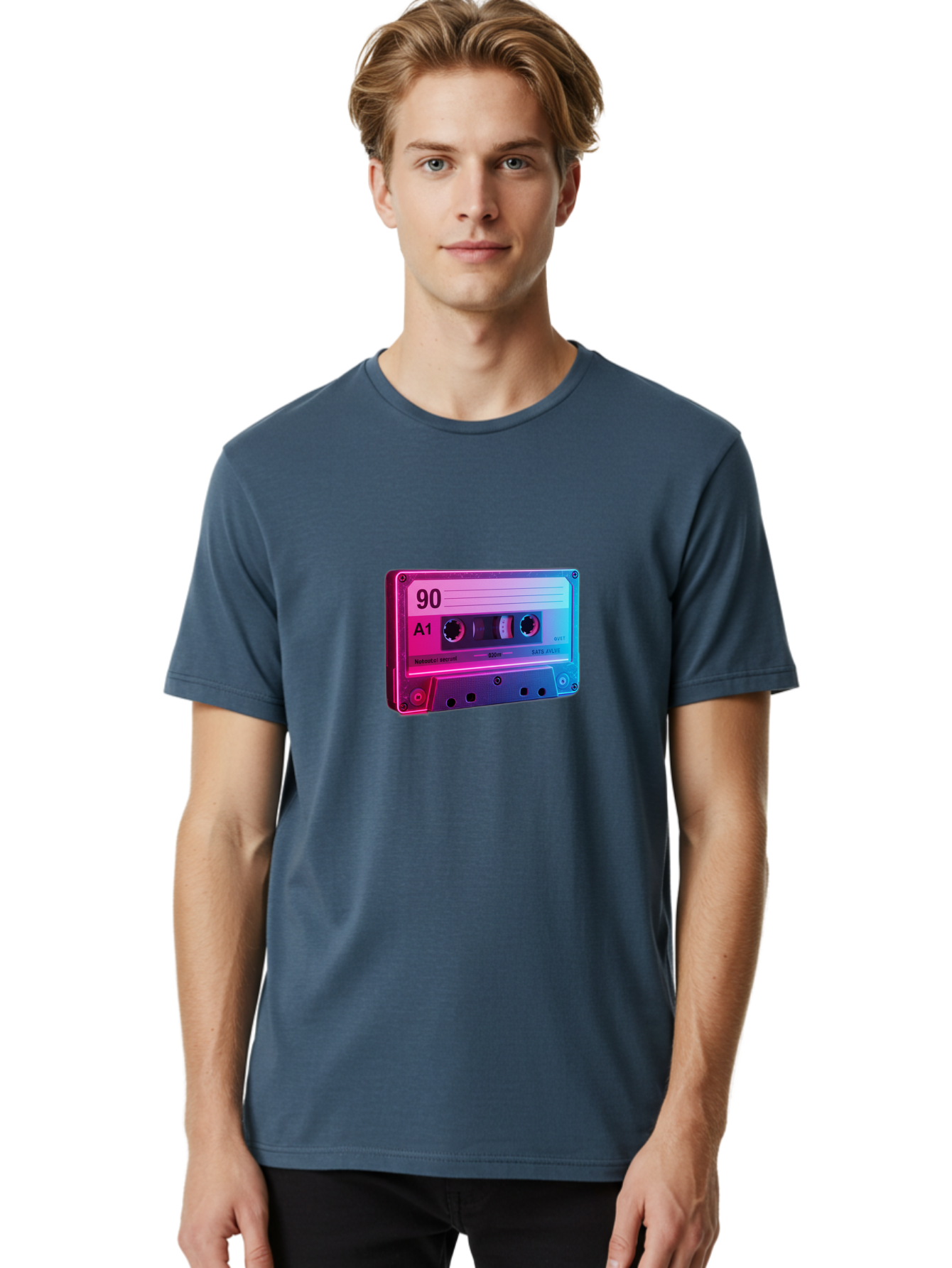 90-A1-Cassette-Tape Men'S Graphic Tee, 100% Cotton, Comfortable Casual Summer Wear, Machine Washable, Retro Cassette Tape, Vintage Music, Nostalgic Technology, 90S Music, A1 Mix Tape, Retro Aesthetics, Vinyl Revival, Music Nostalgia, Baa120