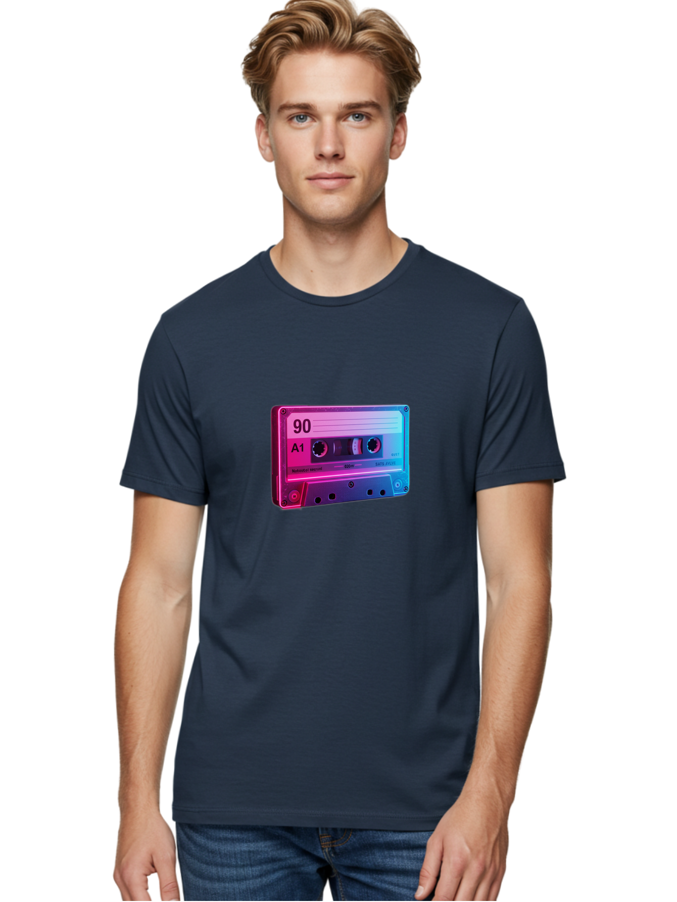 90-A1-Cassette-Tape Men'S Graphic Tee, 100% Cotton, Comfortable Casual Summer Wear, Machine Washable, Retro Cassette Tape, Vintage Music, Nostalgic Technology, 90S Music, A1 Mix Tape, Retro Aesthetics, Vinyl Revival, Music Nostalgia, Baa120
