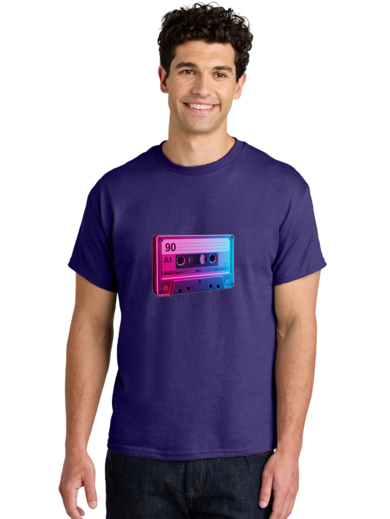 90-A1-Cassette-Tape Men'S Graphic Tee, 100% Cotton, Comfortable Casual Summer Wear, Machine Washable, Retro Cassette Tape, Vintage Music, Nostalgic Technology, 90S Music, A1 Mix Tape, Retro Aesthetics, Vinyl Revival, Music Nostalgia, Baa120
