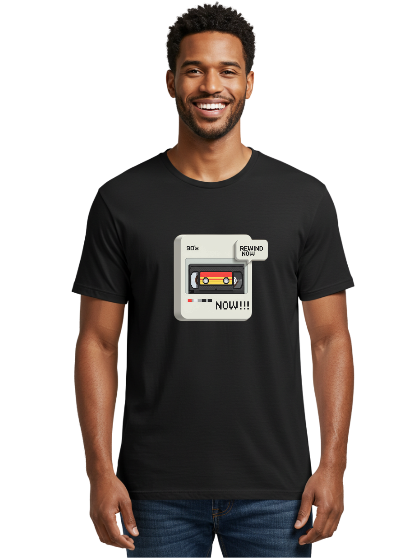 90-S-Rewind Men'S Graphic Tee, 100% Cotton, Comfortable Casual Summer Wear, Machine Washable, Retro Cassette Tape, 90'S Nostalgia, Rewind Now, Vintage Music, Nostalgic Vibes, Retro Technology, Old School Audio, Cassette Player Baa121