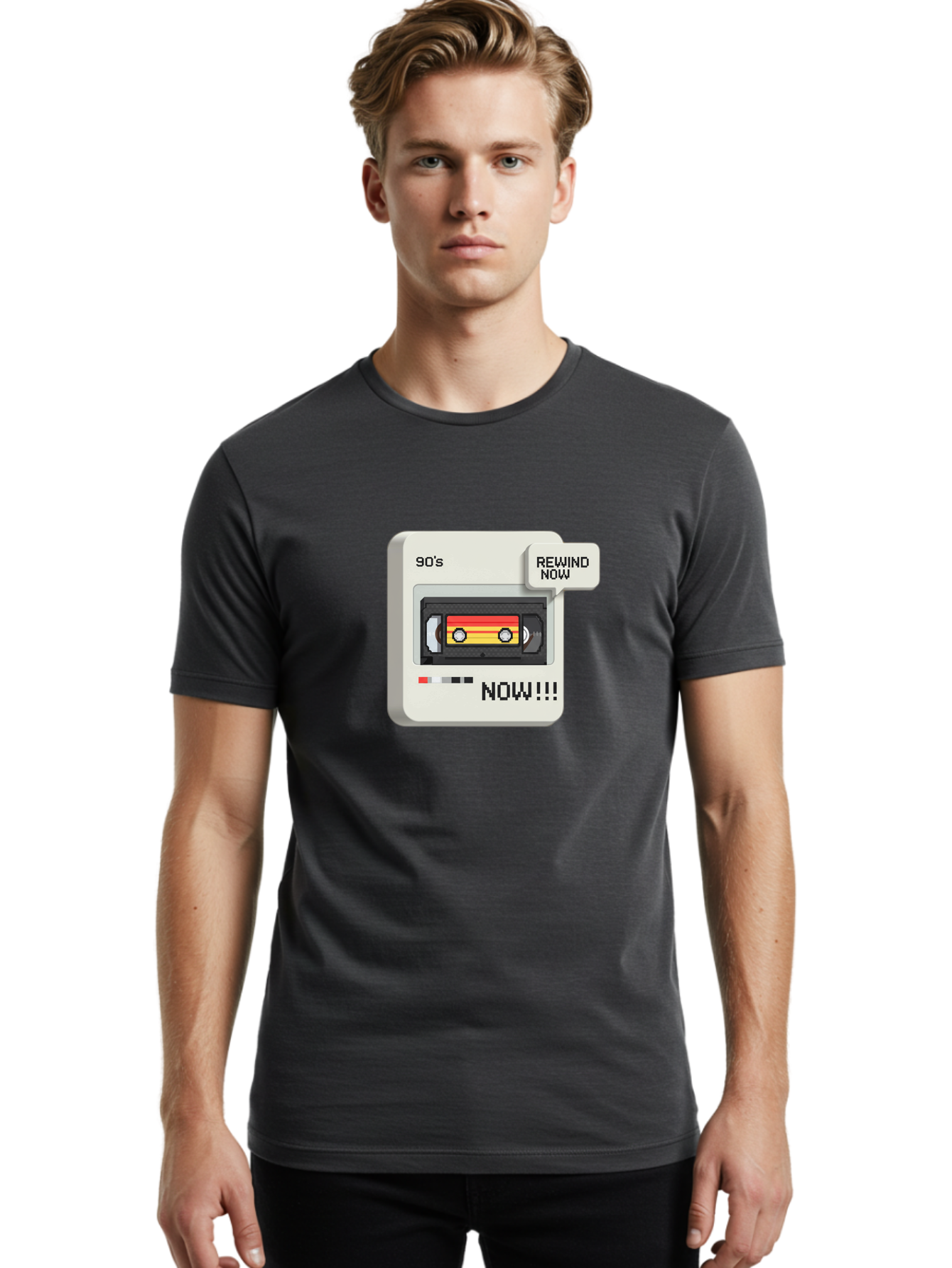 90-S-Rewind Men'S Graphic Tee, 100% Cotton, Comfortable Casual Summer Wear, Machine Washable, Retro Cassette Tape, 90'S Nostalgia, Rewind Now, Vintage Music, Nostalgic Vibes, Retro Technology, Old School Audio, Cassette Player Baa121