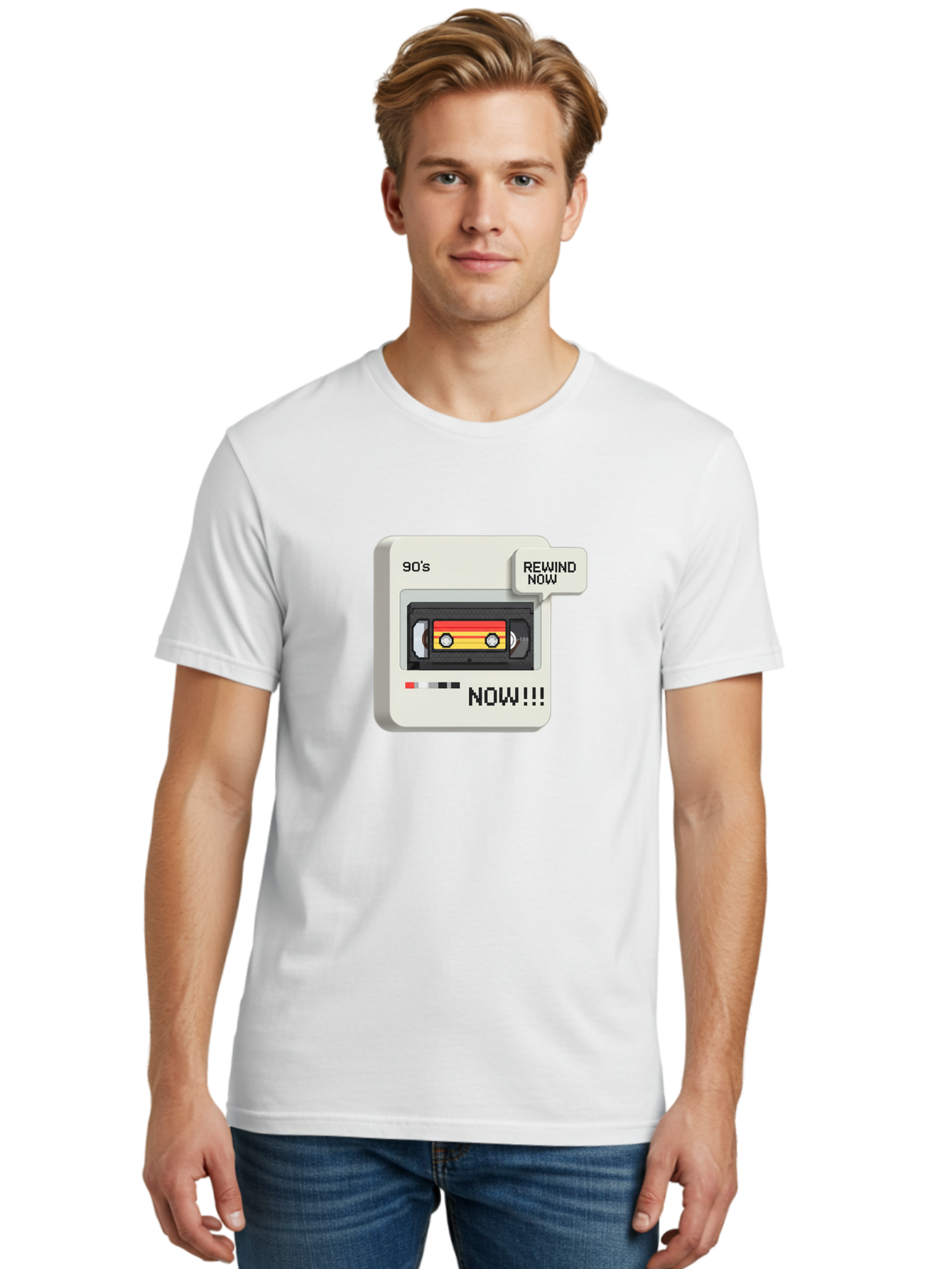 90-S-Rewind Men'S Graphic Tee, 100% Cotton, Comfortable Casual Summer Wear, Machine Washable, Retro Cassette Tape, 90'S Nostalgia, Rewind Now, Vintage Music, Nostalgic Vibes, Retro Technology, Old School Audio, Cassette Player Baa121