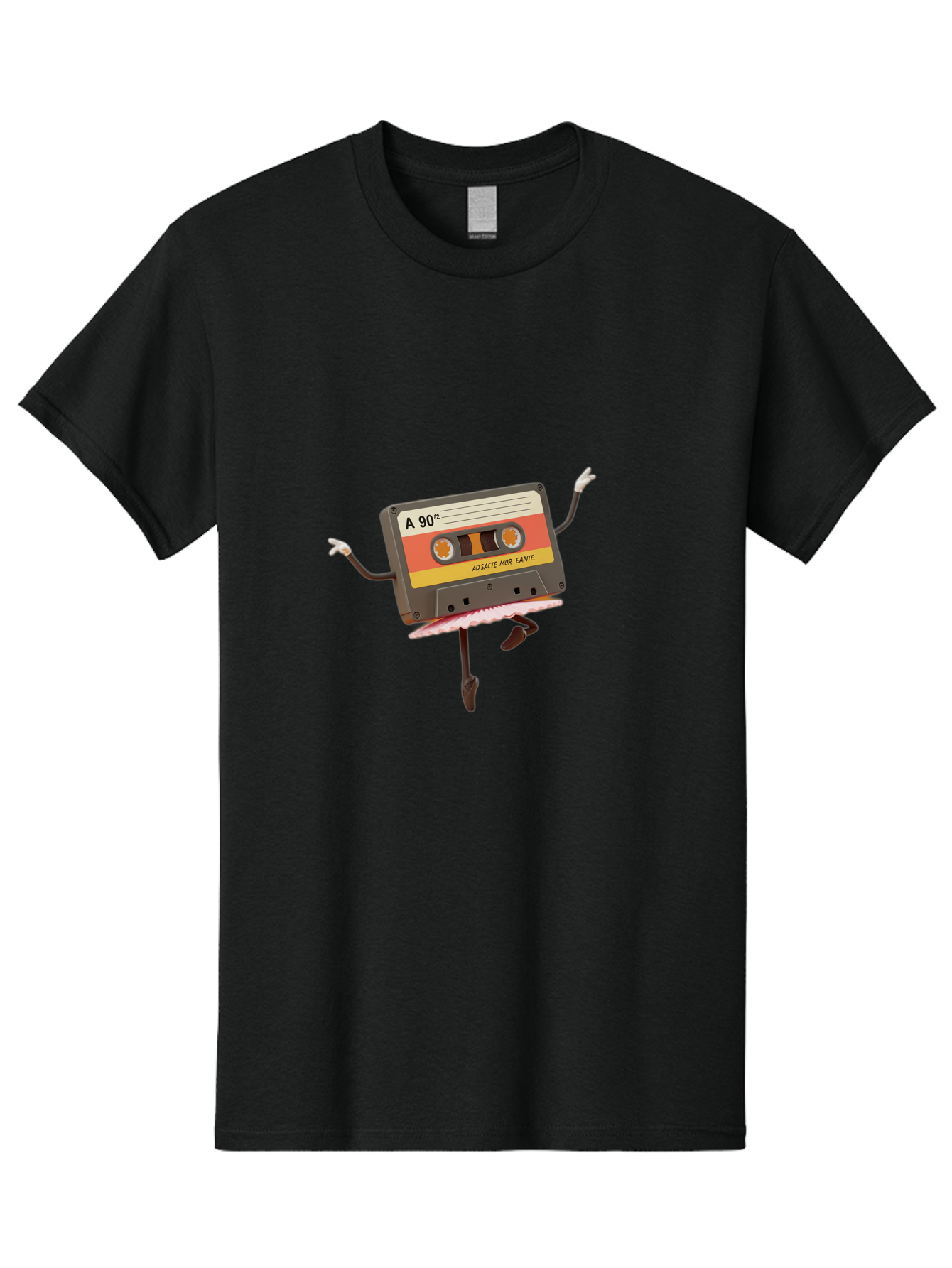 A-90Deg Men'S Graphic Tee, 100% Cotton, Comfortable Casual Summer Wear, Machine Washable, Retro Cassette Tape, Mixtape Artwork, Cassette With Arms And Legs, 90S Music Nostalgia, Mixtape Culture, Vintage Audio, Music Memorabilia, Baa123