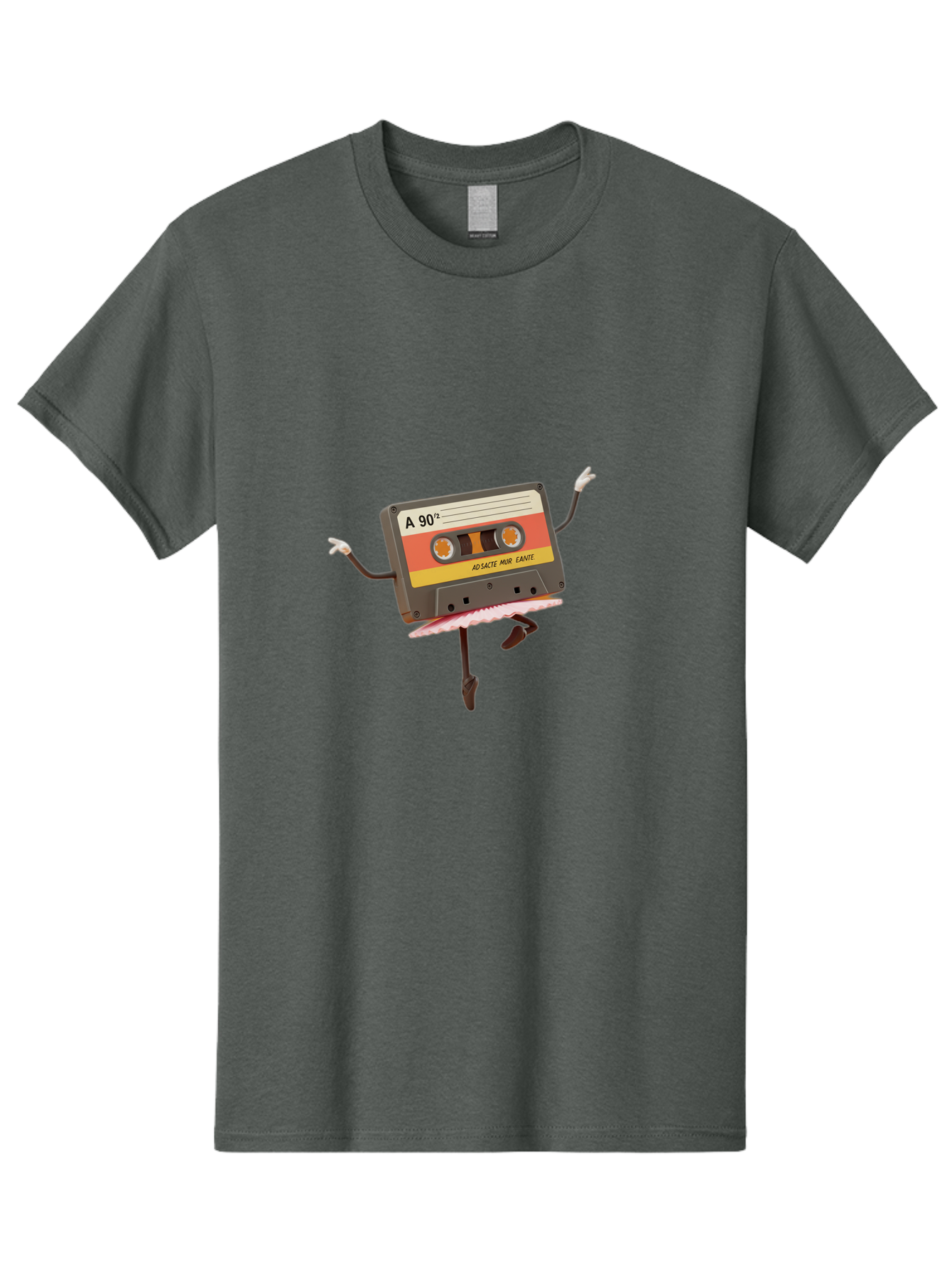 A-90Deg Men'S Graphic Tee, 100% Cotton, Comfortable Casual Summer Wear, Machine Washable, Retro Cassette Tape, Mixtape Artwork, Cassette With Arms And Legs, 90S Music Nostalgia, Mixtape Culture, Vintage Audio, Music Memorabilia, Baa123