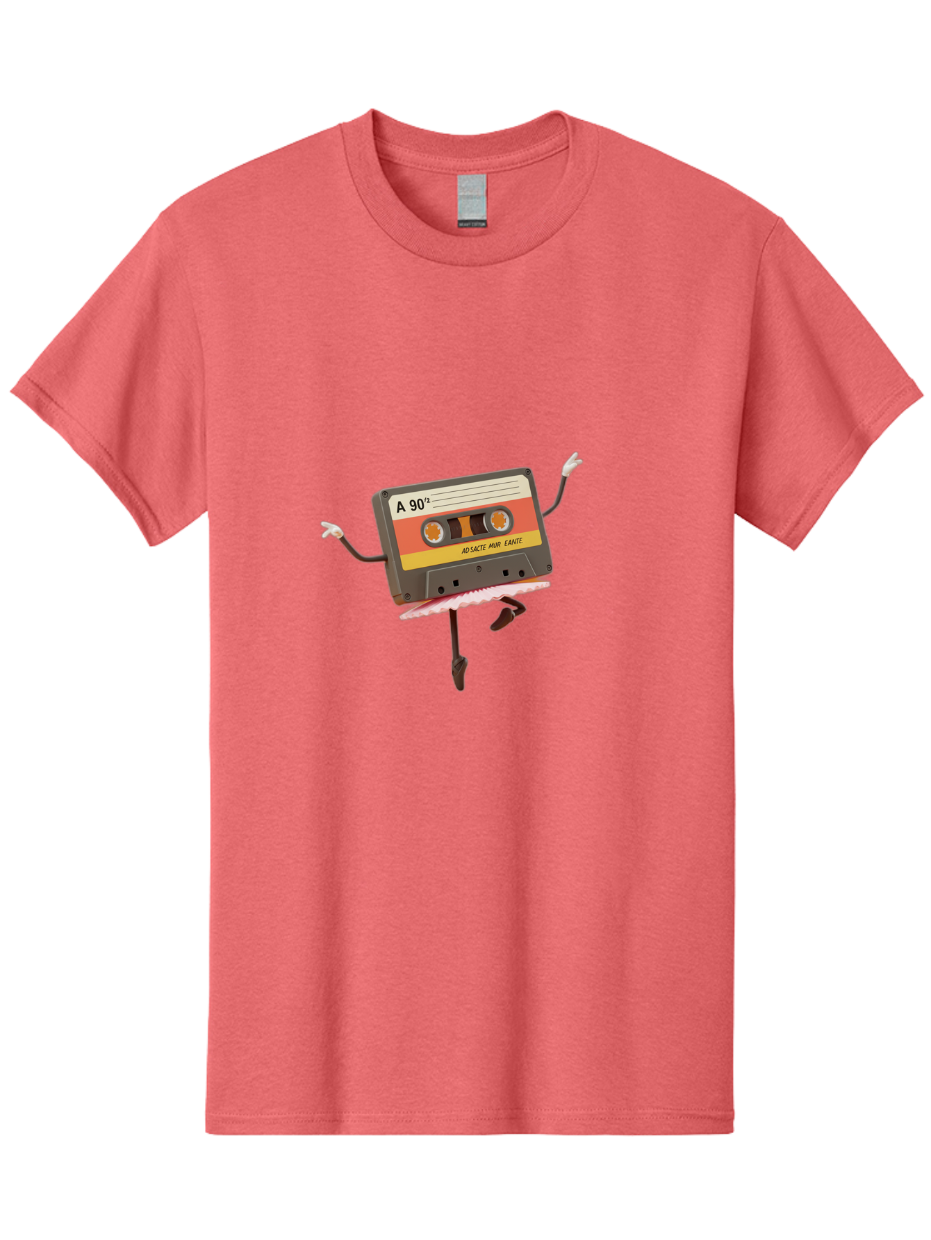 A-90Deg Men'S Graphic Tee, 100% Cotton, Comfortable Casual Summer Wear, Machine Washable, Retro Cassette Tape, Mixtape Artwork, Cassette With Arms And Legs, 90S Music Nostalgia, Mixtape Culture, Vintage Audio, Music Memorabilia, Baa123
