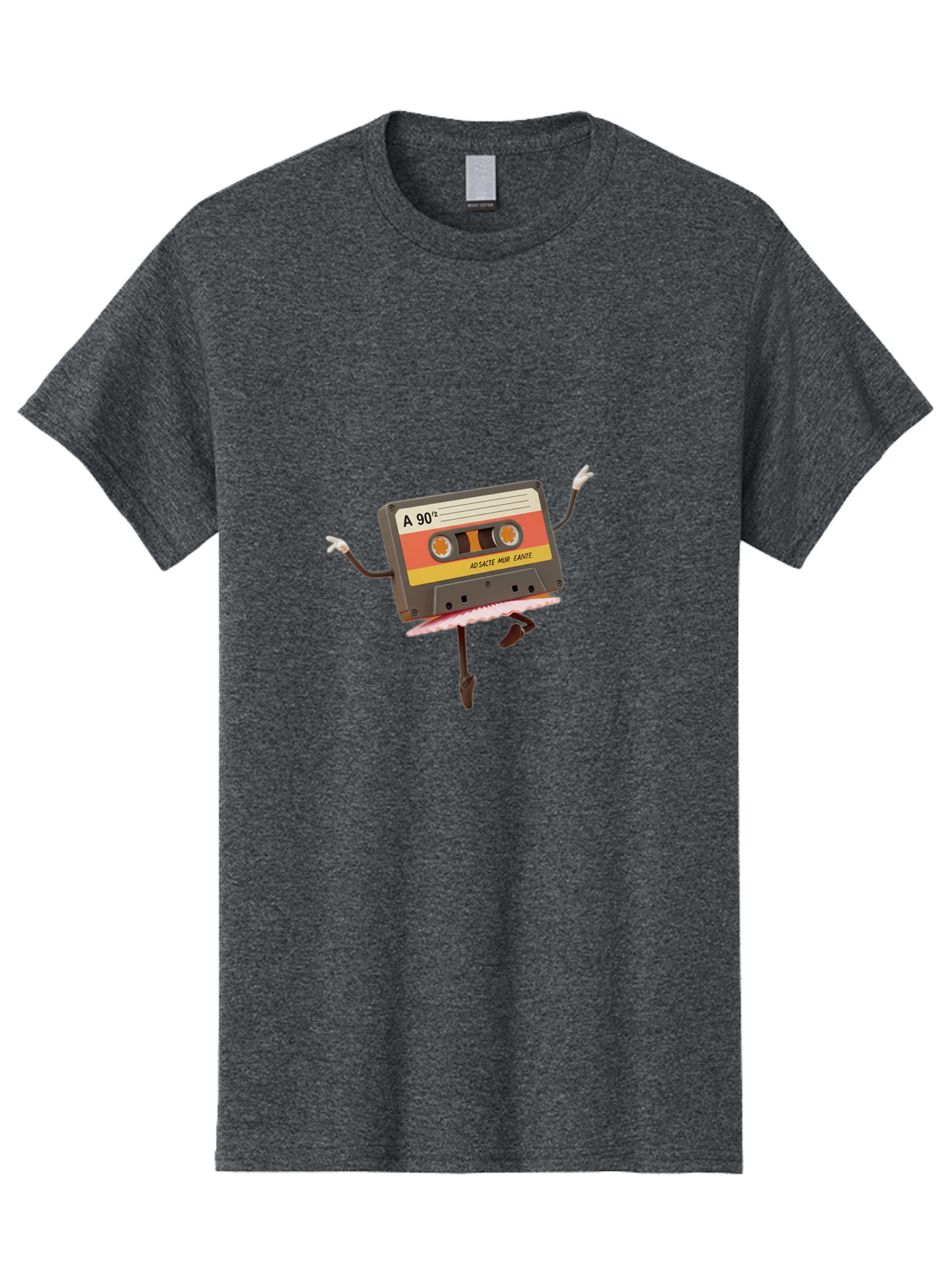 A-90Deg Men'S Graphic Tee, 100% Cotton, Comfortable Casual Summer Wear, Machine Washable, Retro Cassette Tape, Mixtape Artwork, Cassette With Arms And Legs, 90S Music Nostalgia, Mixtape Culture, Vintage Audio, Music Memorabilia, Baa123