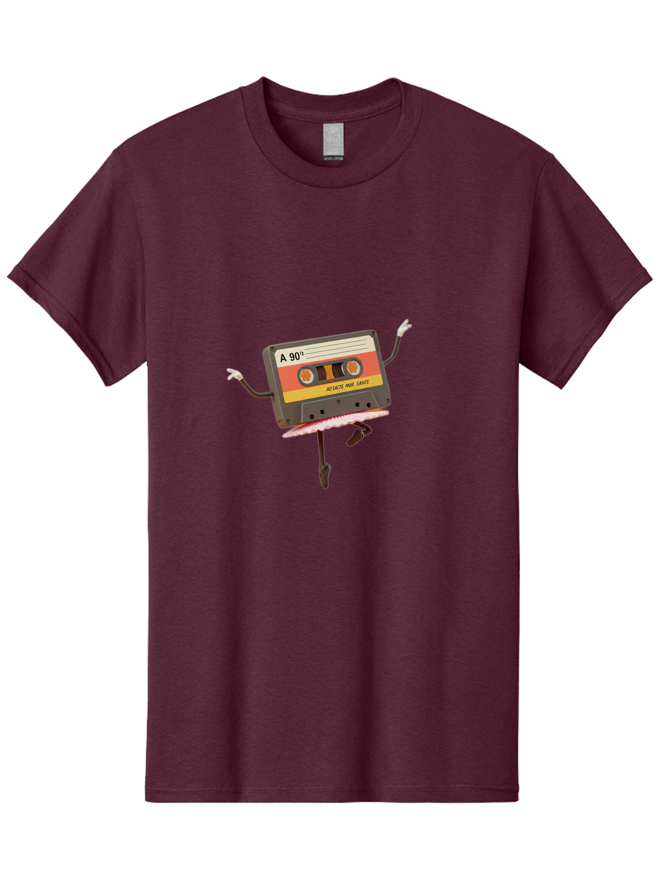 A-90Deg Men'S Graphic Tee, 100% Cotton, Comfortable Casual Summer Wear, Machine Washable, Retro Cassette Tape, Mixtape Artwork, Cassette With Arms And Legs, 90S Music Nostalgia, Mixtape Culture, Vintage Audio, Music Memorabilia, Baa123