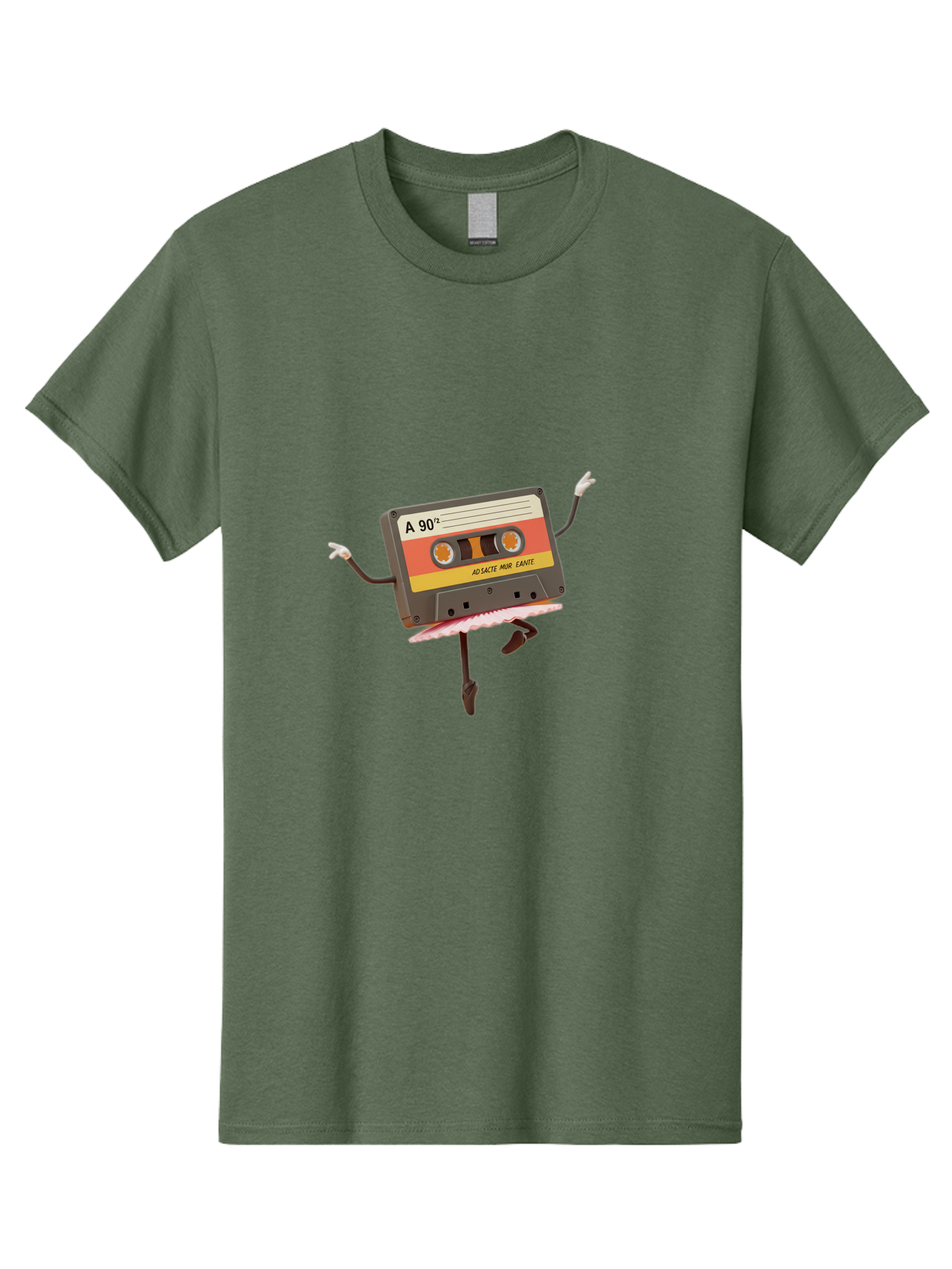 A-90Deg Men'S Graphic Tee, 100% Cotton, Comfortable Casual Summer Wear, Machine Washable, Retro Cassette Tape, Mixtape Artwork, Cassette With Arms And Legs, 90S Music Nostalgia, Mixtape Culture, Vintage Audio, Music Memorabilia, Baa123